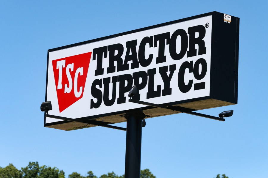 A view of a sign at a Tractor Supply Co. store. (Getty Images)