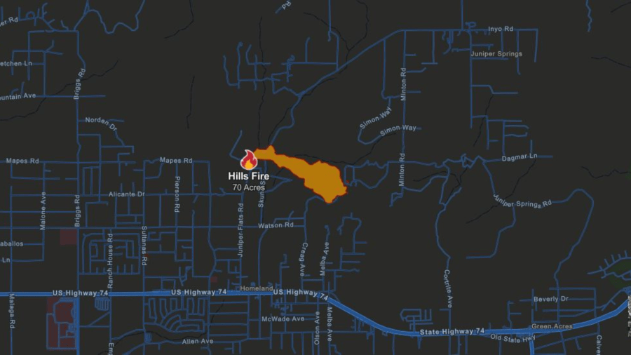 Evacuations were ordered as the Hills Fire continues burning in Riverside County on July 5, 2024. (CAL FIRE/ Riverside County Fire Department)