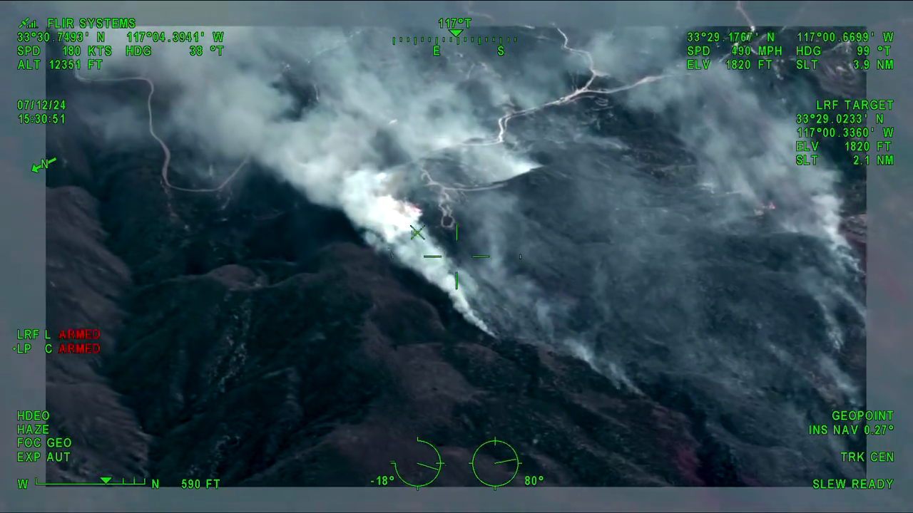 Photos shared by CAL OES show smoke billowing from the Pauba Fire near Temecula on July 12, 2024.