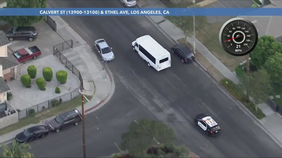 A suspect who stole a van from a children's hospital was arrested after leading police on a wild chase through Los Angeles on July 2, 2024. (KTLA)