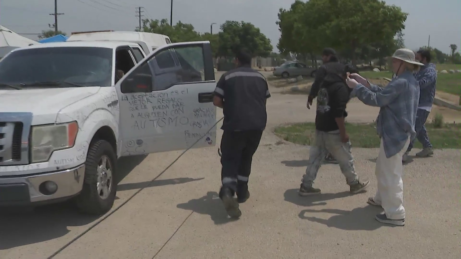 The Morales family's broken pickup truck was towed away to a local dealership for a complete makeover on July 12, 2024. (KTLA)