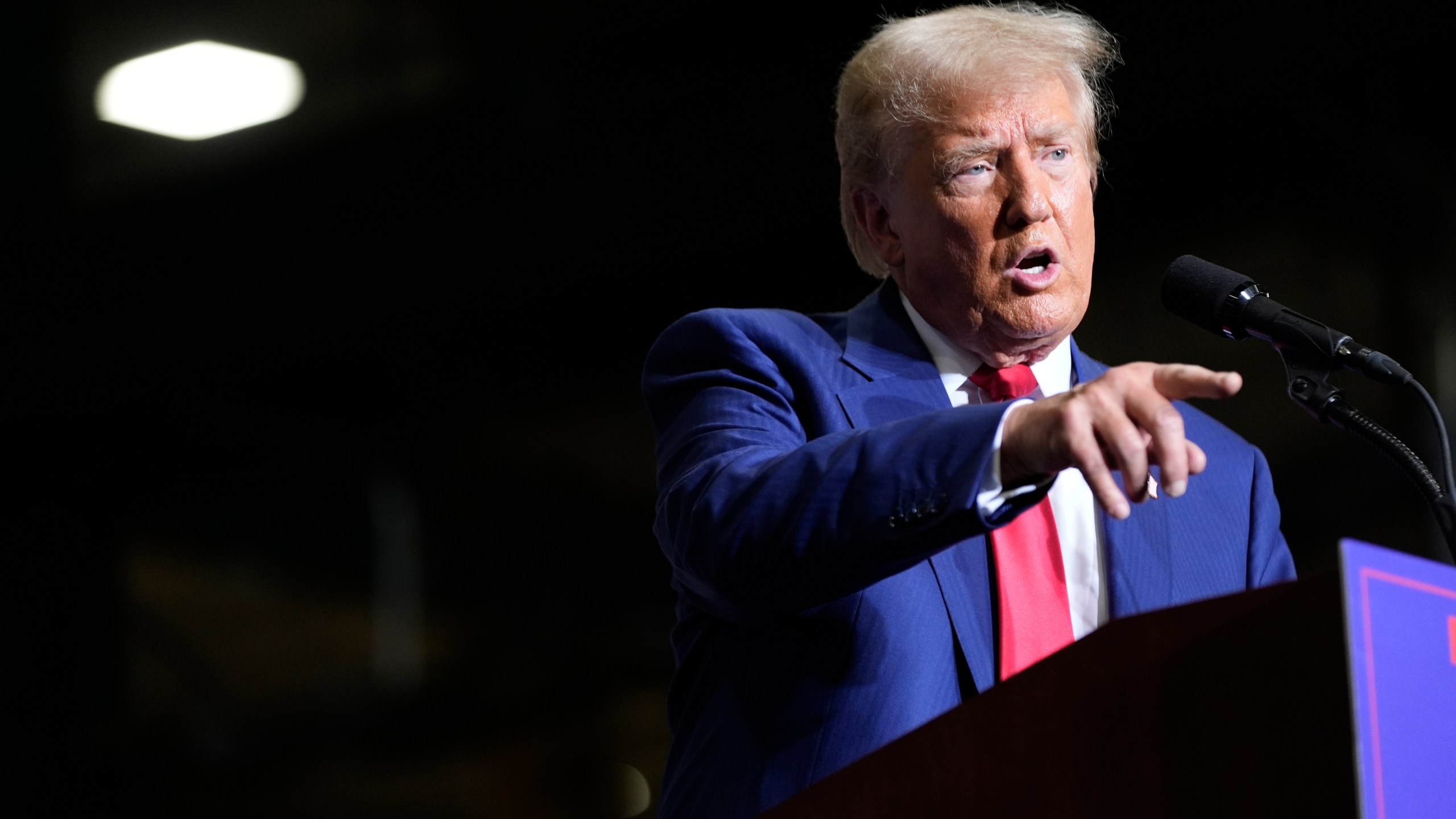 Republican presidential nominee former President Donald Trump speaks during a campaign event at Alro Steel, Thursday, Aug. 29, 2024, in Potterville, Mich. (AP Photo/Alex Brandon)