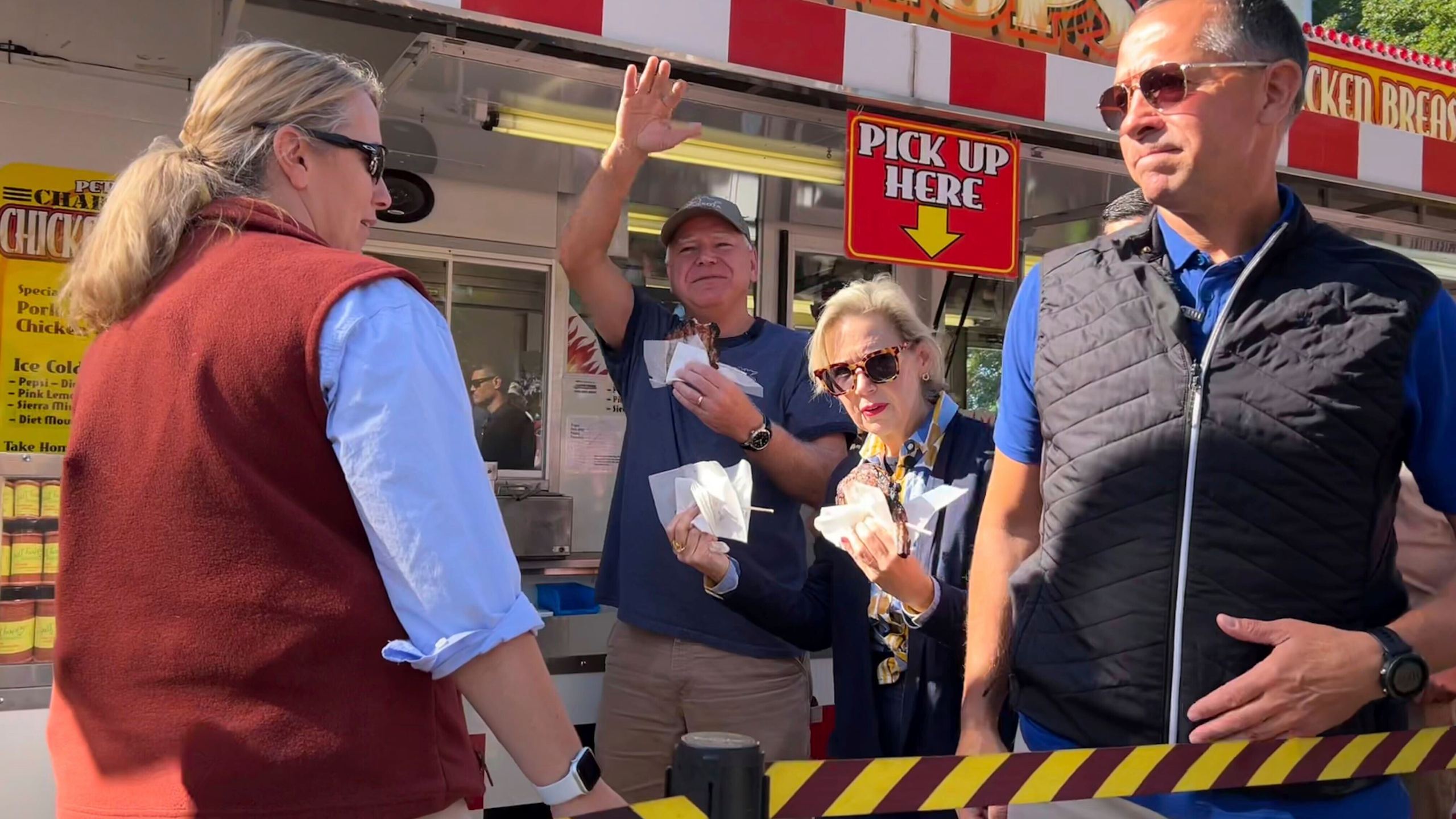 Democratic vice presidential candidate Minnesota Gov. Tim Walz visits the Minnesota State Fair Sunday, Sept. 1, 2024 in Falcon Heights, Minn. ( Clay Masters/Minnesota Public Radio via AP)