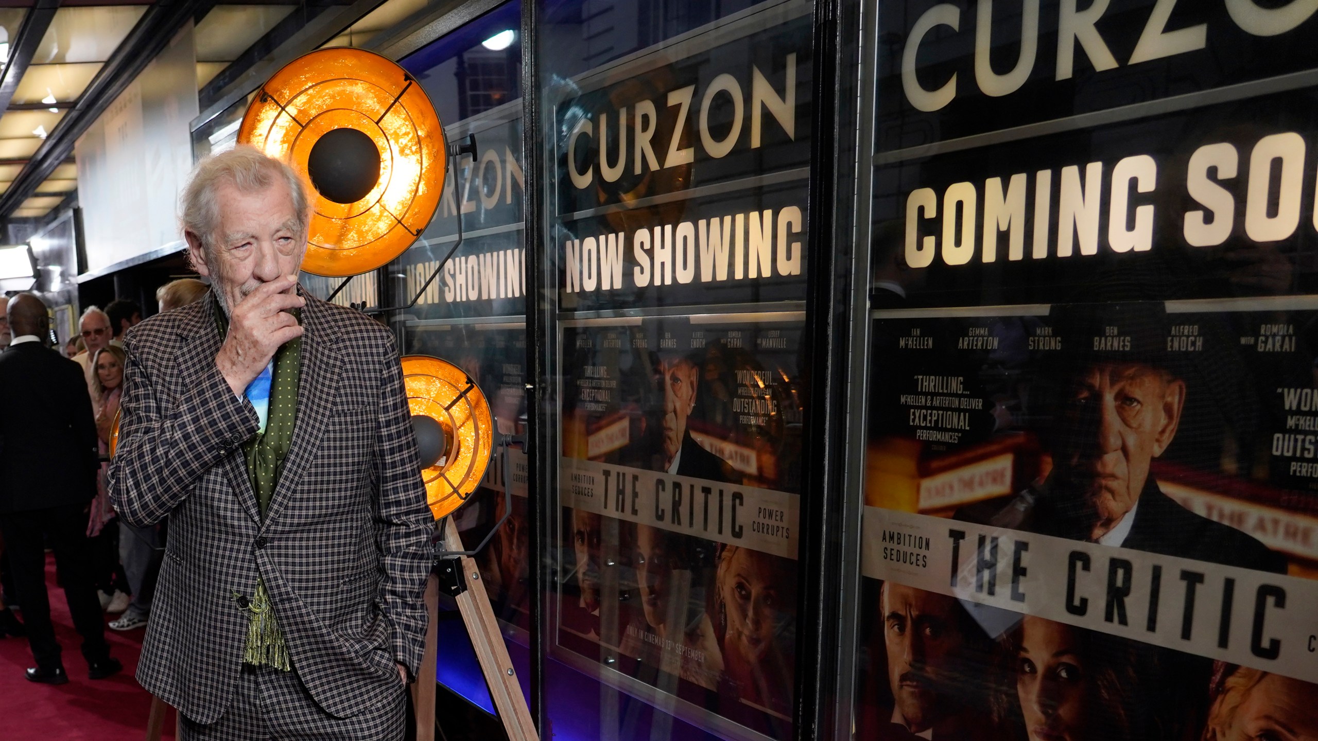 Ian McKellen, poses for photographers upon arrival at the European Premiere of the The Critic, in London, Monday, Sept. 2, 2024. (AP Photo/Alberto Pezzali)