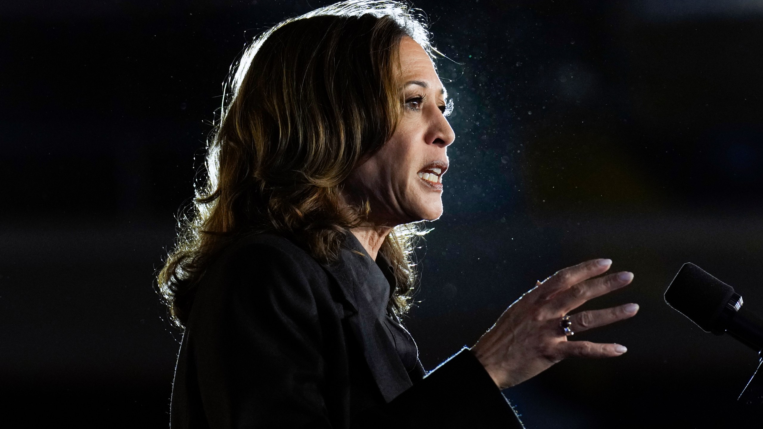 Democratic presidential nominee Vice President Kamala Harris speaks during a campaign event, Friday, Sept. 13, 2024, Wilkes-Barre, Pa. (AP Photo/Jacquelyn Martin)