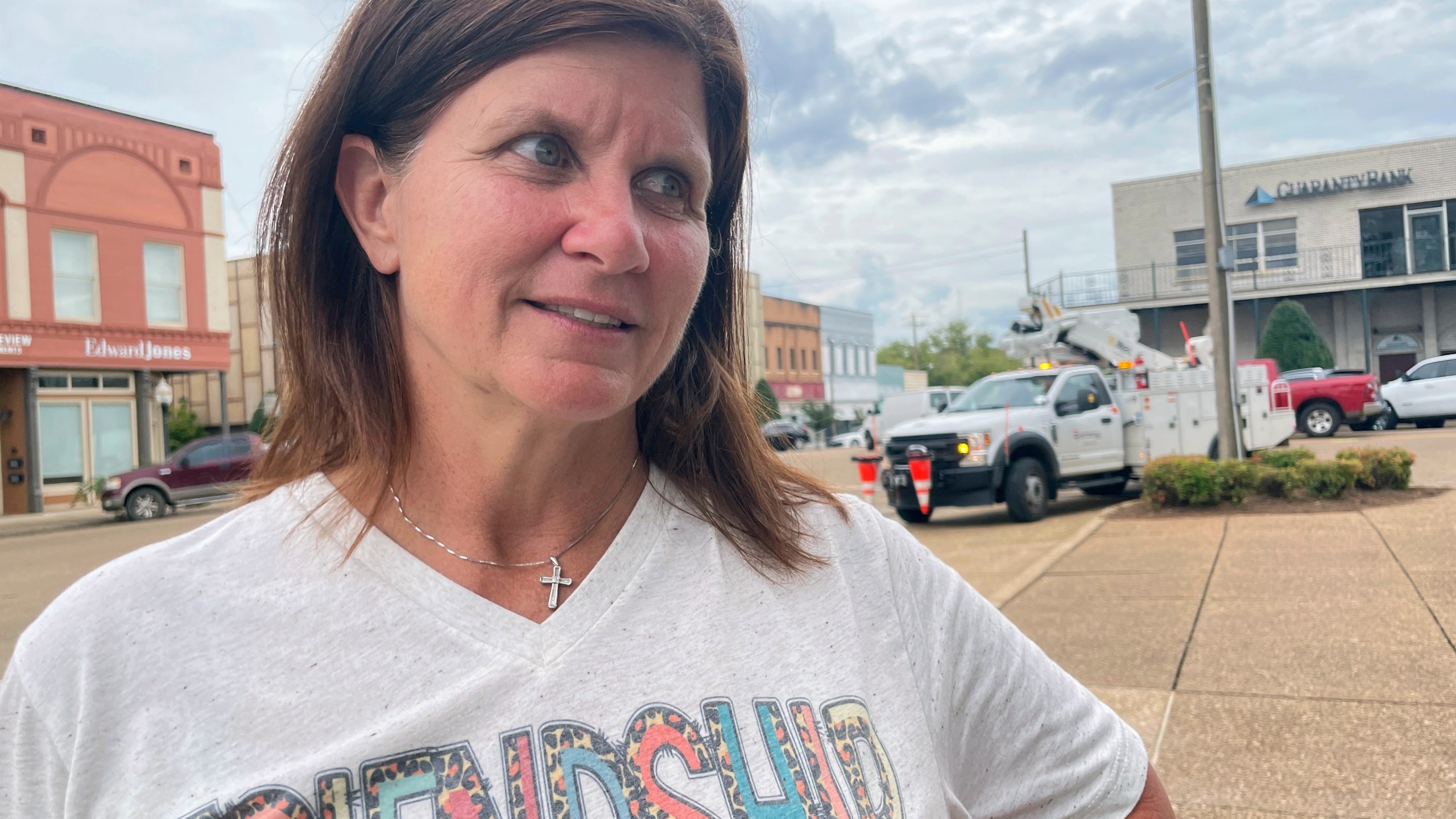 Lori Chavis, a city council member in Grenada, Miss., speaks Wednesday, Sept. 11, 2024, about a plan to move a Confederate monument from a prominent spot in downtown to a secluded area behind a fire station. (AP Photo/Emily Wagster Pettus)