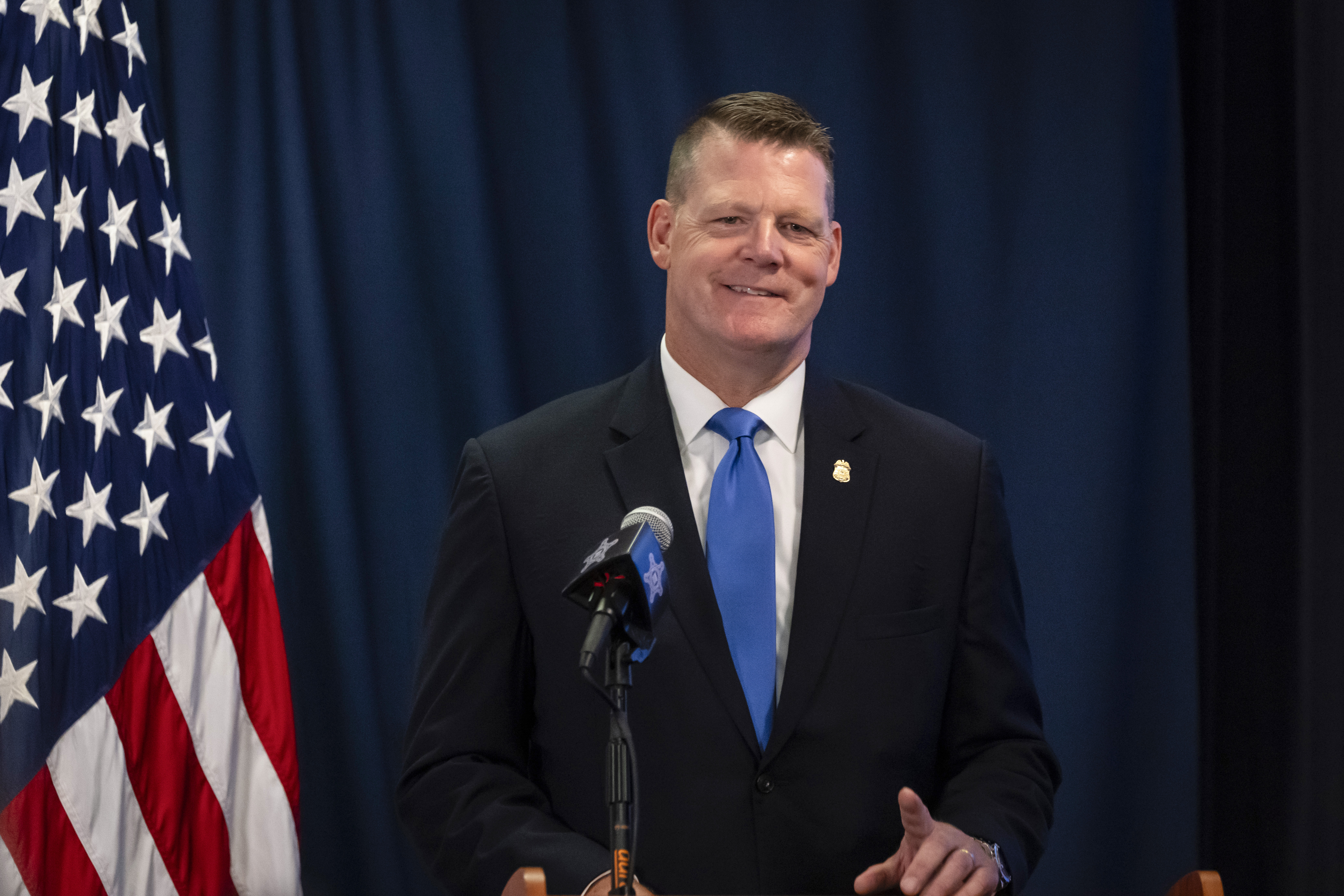 Ronald Rowe Jr., Acting Director of the U.S. Secret Service, speaks to journalists at the agency's headquarters in Washington, Friday, Sept. 20, 2024. (AP Photo/Ben Curtis, Pool)