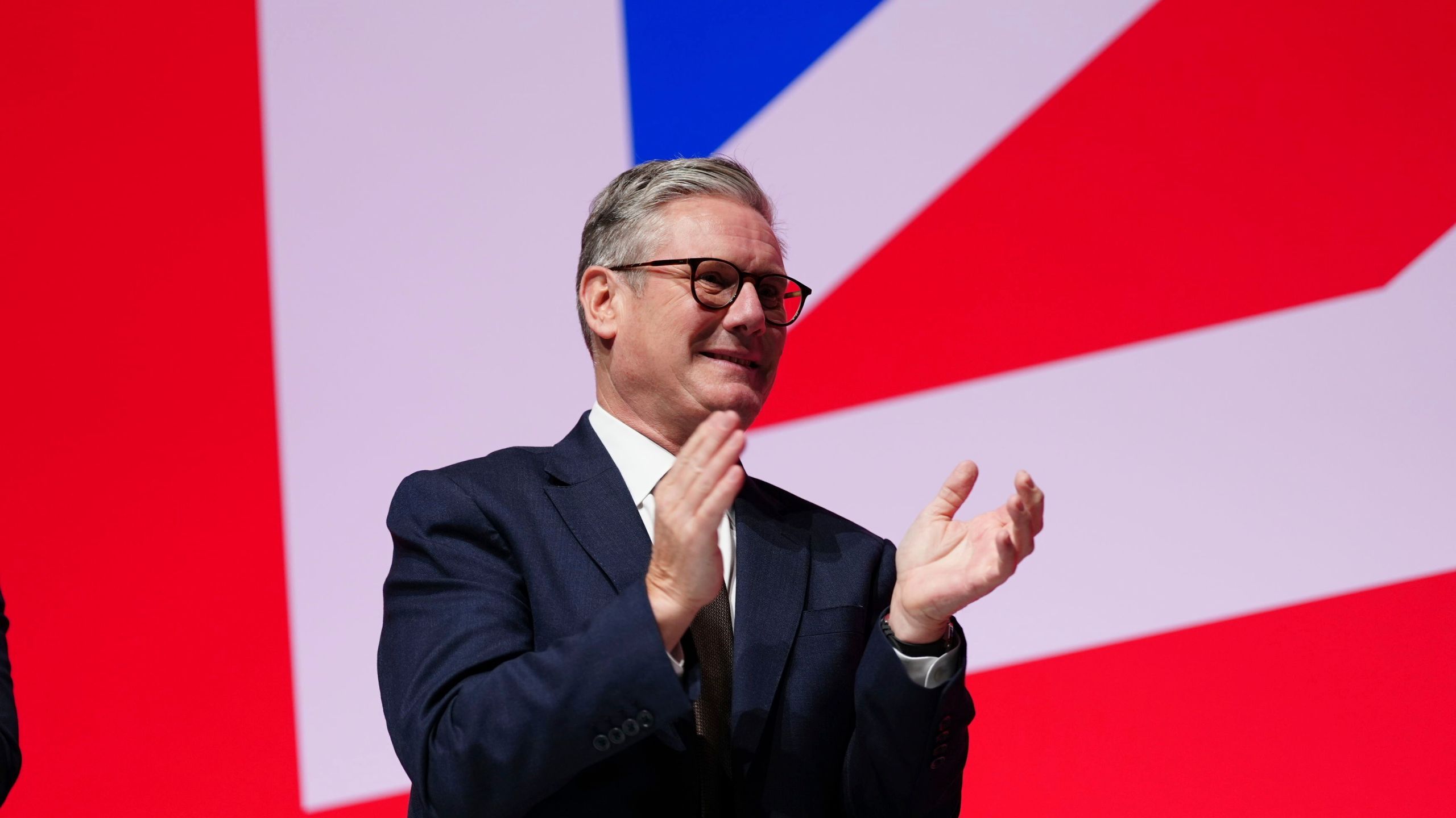 Britain's Prime Minister Keir Starmer attends the Labour Party Conference in Liverpool, England, Sunday Sept. 22, 2024. (Peter Byrne/PA via AP)