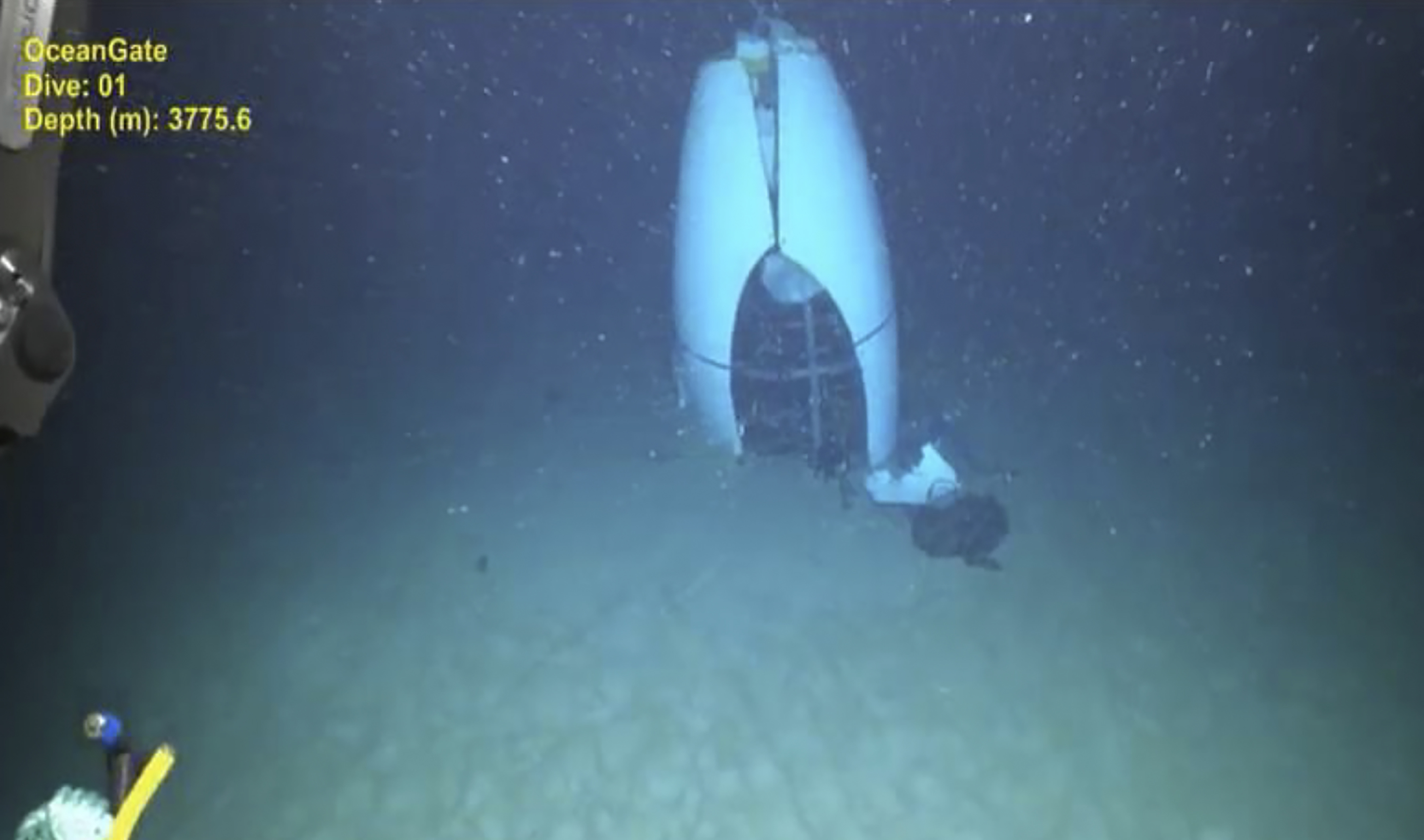 This June 2023 image provided by Pelagic Research Services shows remains of the Titan submersible on the floor of the Atlantic Ocean. (Pelagic Research Services via AP)