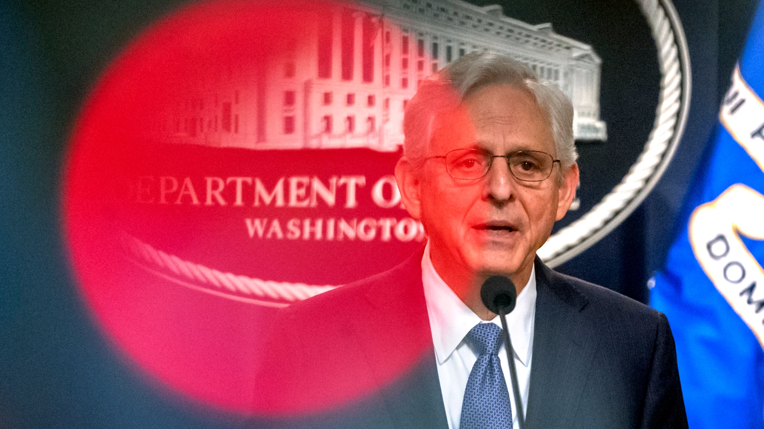 Attorney General Merrick Garland speaks during a news conference at the Department of Justice, Tuesday, Sept. 24, 2024, in Washington. (AP Photo/Mark Schiefelbein)