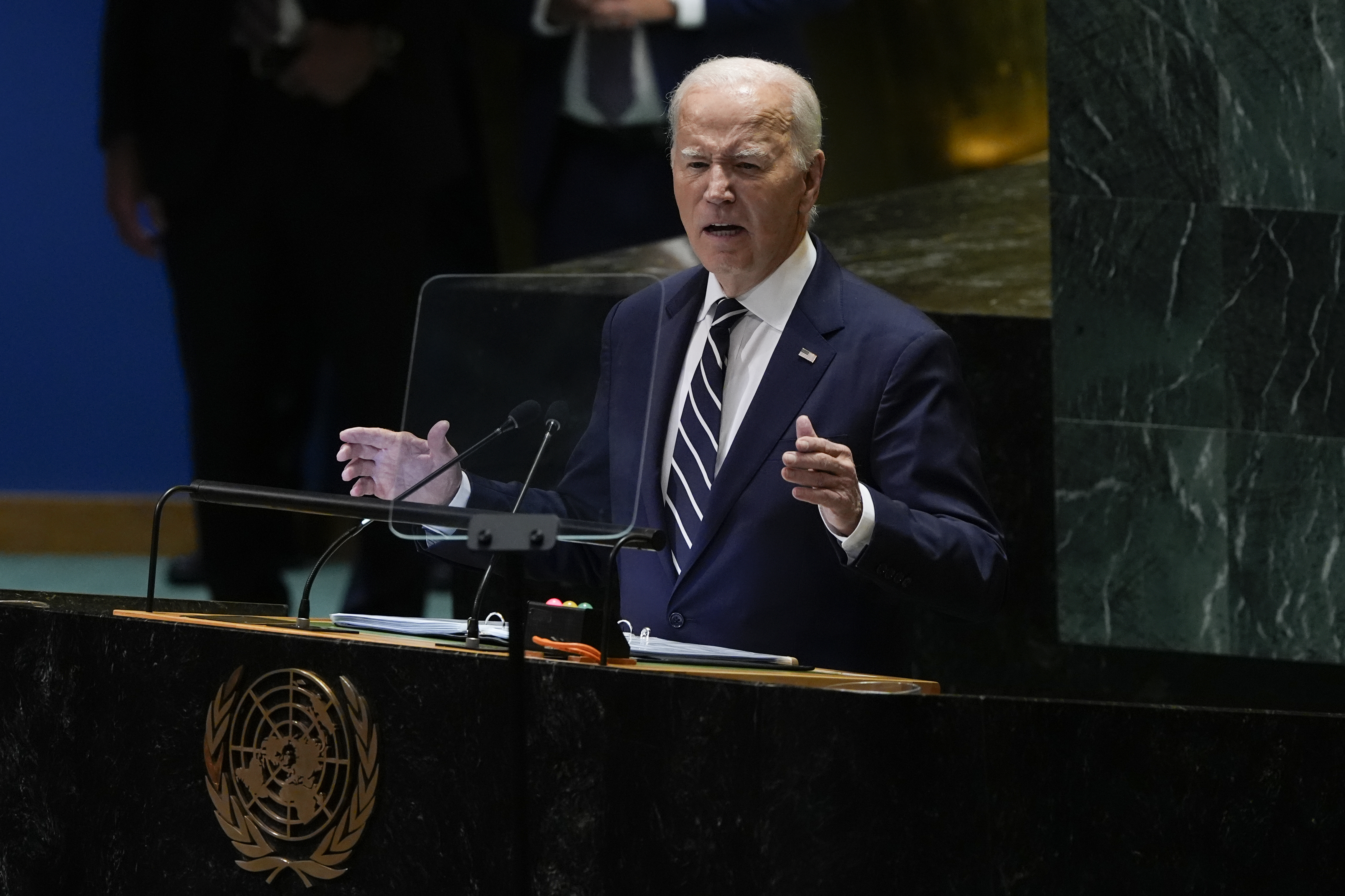 United States President Joe Biden addresses the 79th session of the United Nations General Assembly, Tuesday, Sept. 24, 2024, at UN headquarters. (AP Photo/Manuel Balce Ceneta)