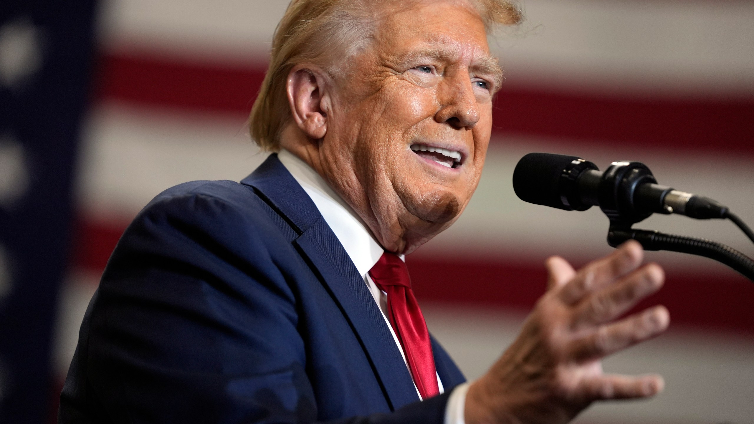 Republican presidential nominee former President Donald Trump speaks during a campaign event, Wednesday, Sept. 25, 2024, in Mint Hill, N.C. (AP Photo/Evan Vucci)