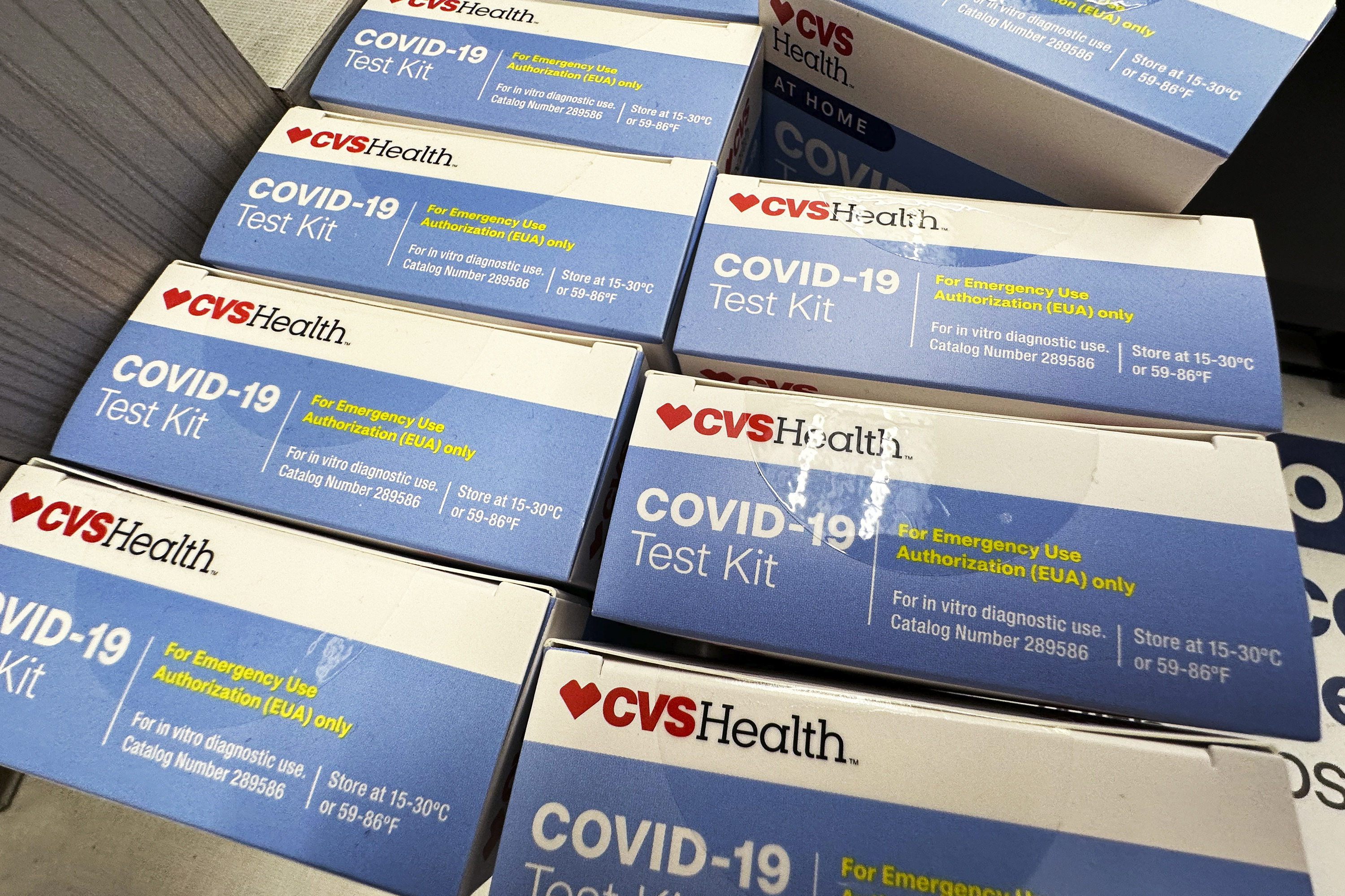 At-Home COVID-19 Test kits are displayed at a drug store in Buffalo Grove, Ill., Monday, Aug. 26, 2024. (AP Photo/Nam Y. Huh)