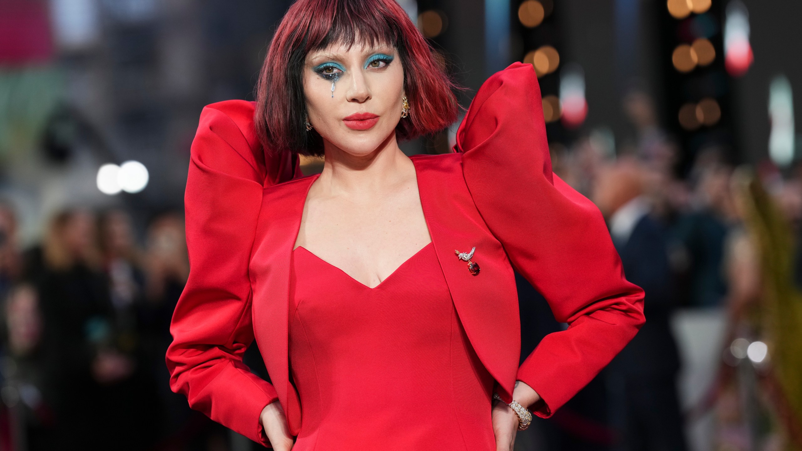 Lady Gaga poses for photographers upon arrival at the premiere for the film 'Joker: Folie A Deux' on Wednesday, Sept. 25, 2024, in London. (Photo by Scott A Garfitt/Invision/AP)