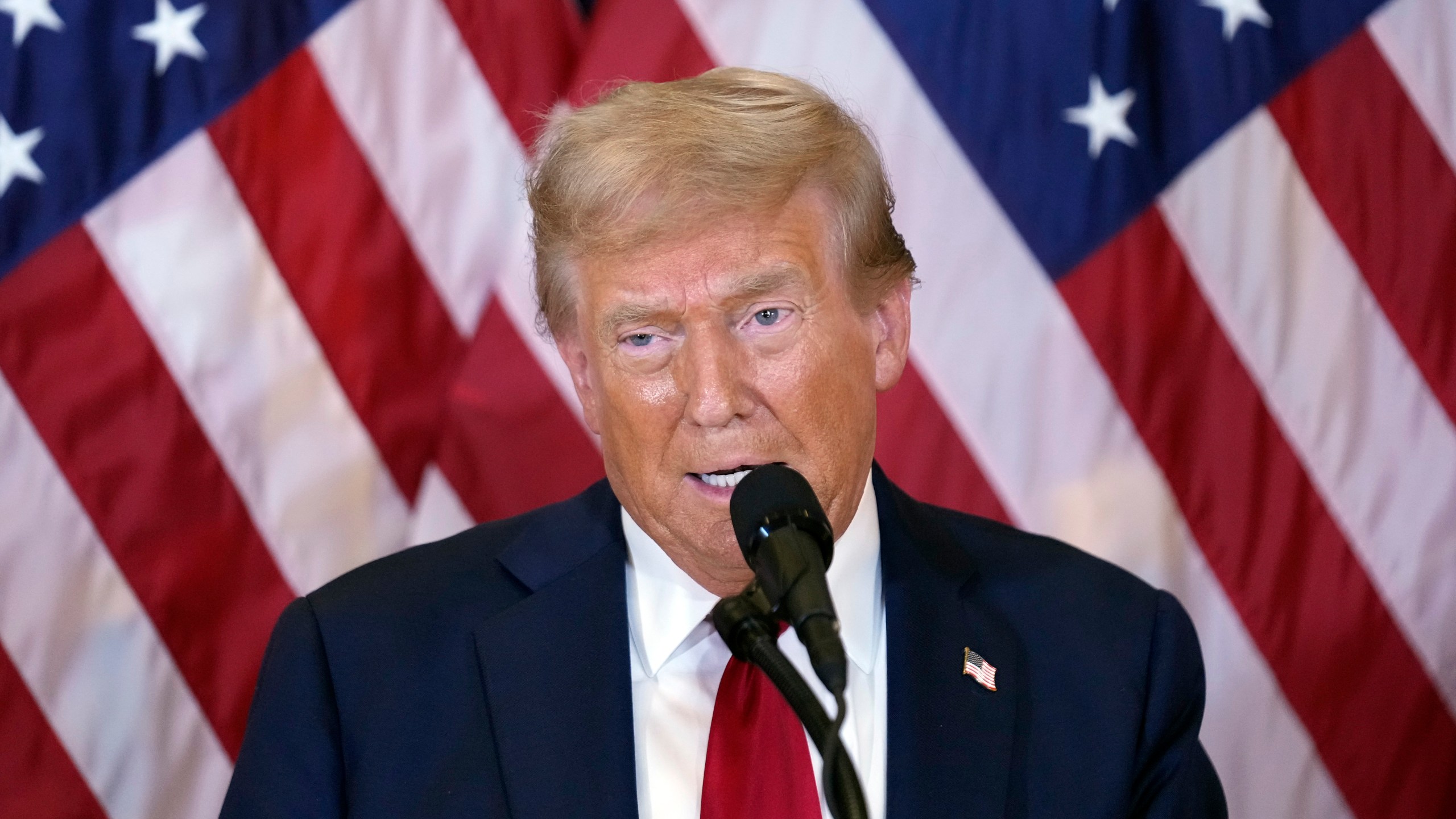 Republican presidential nominee former President Donald Trump speaks at Trump Tower in New York, Thursday, Sept. 26, 2024. (Seth Wenig)