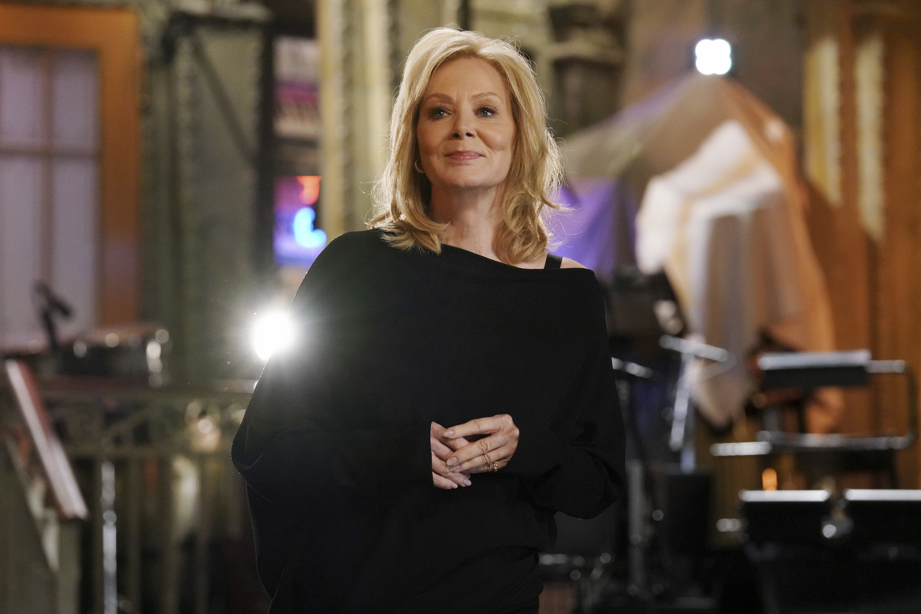 This image released by NBC shows Jean Smart during promos for "Saturday Night Live" on Tuesday, Sept. 24, 2024, at Studio 8H in New York. (Rosalind O'Connor/NBC via AP)