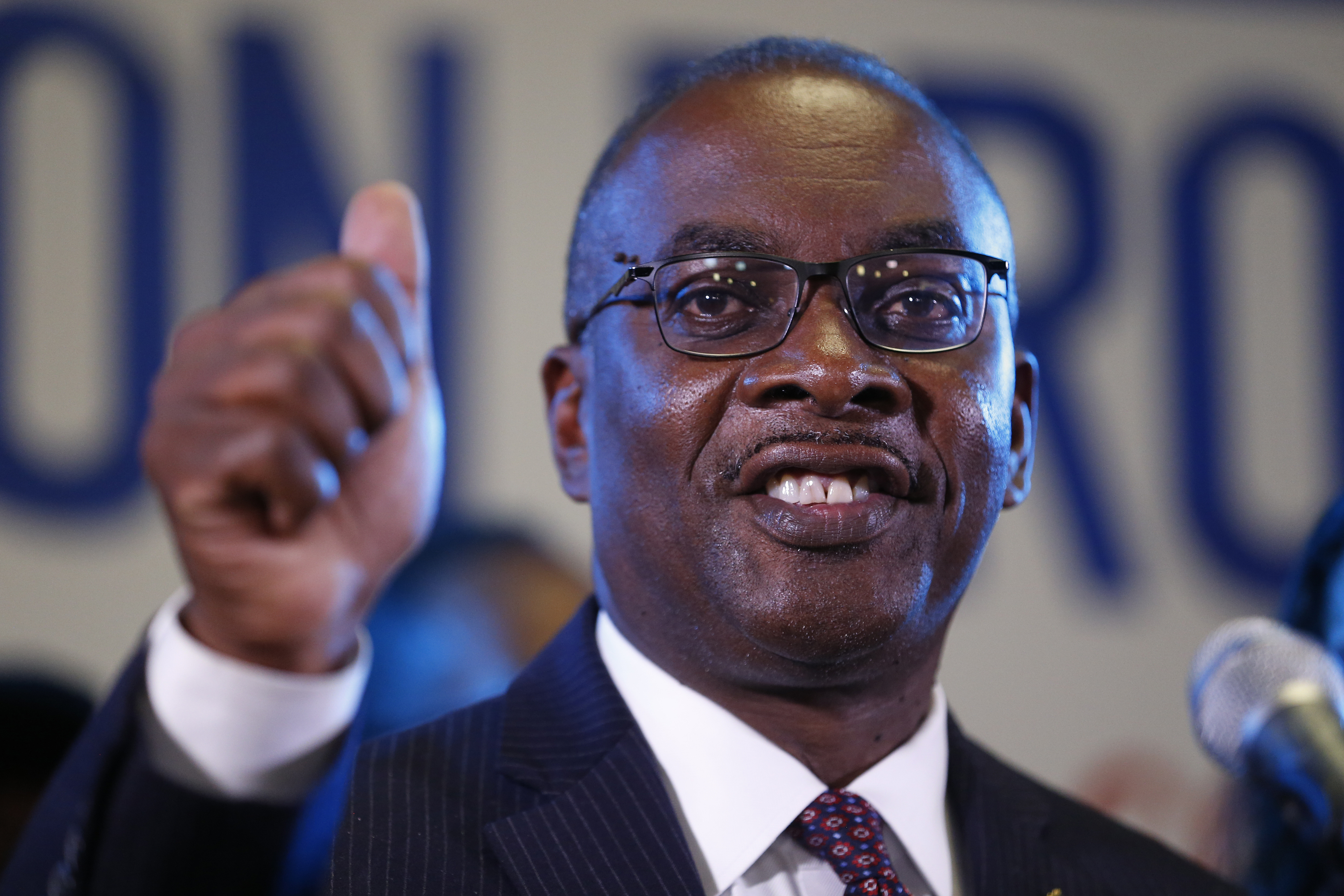 FILE - Incumbent Buffalo Mayor Byron Brown speaks to supporters at his election night party, late Tuesday, Nov. 2, 2021, in Buffalo, N.Y. (AP Photo/Jeffrey T. Barnes, File)