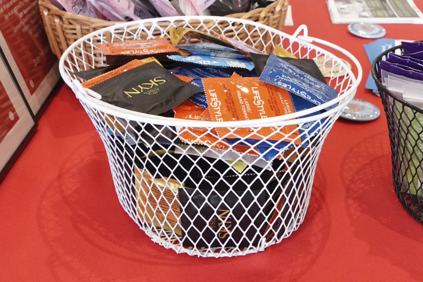 Condoms and other sexual wellness items are made available to students at the University of Mississippi campus in Oxford, Miss., Wednesday, Aug. 28, 2024. (AP Photo/Karen Pulfer Focht)