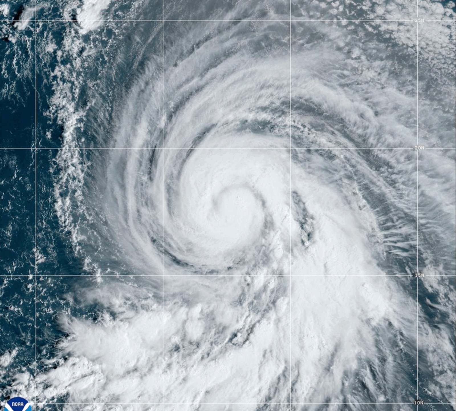 This Satellite image provided by NOAA shows Hurricane Kirk, Wednesday, Oct. 2, 2024 in the Atlantic Ocean. (NOAA via AP)