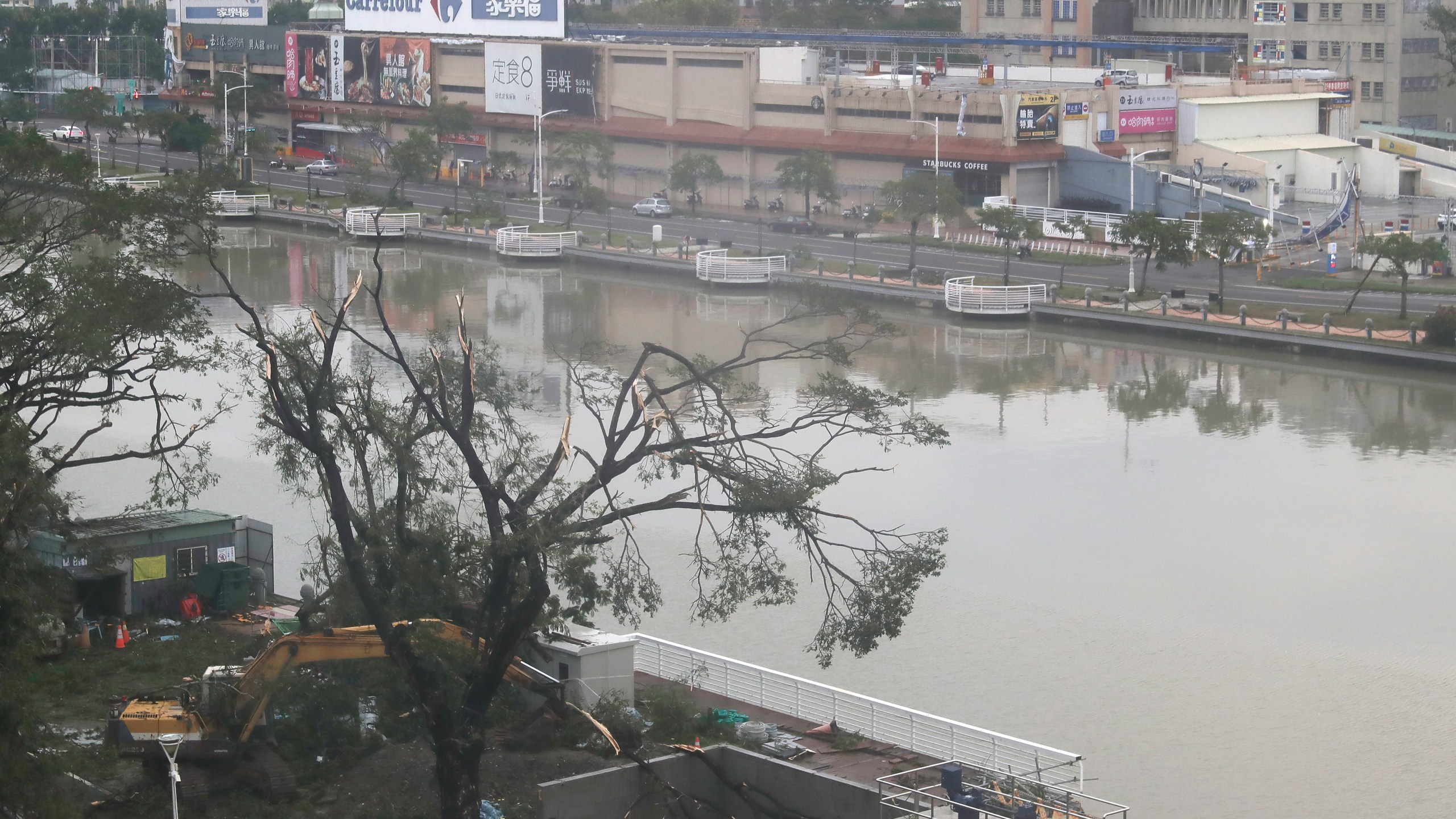 A view of Love River after Typhoon Krathon leaves Kaohsiung, southern Taiwan, Friday, Oct. 4, 2024. (AP Photo/Chiang Ying-ying)