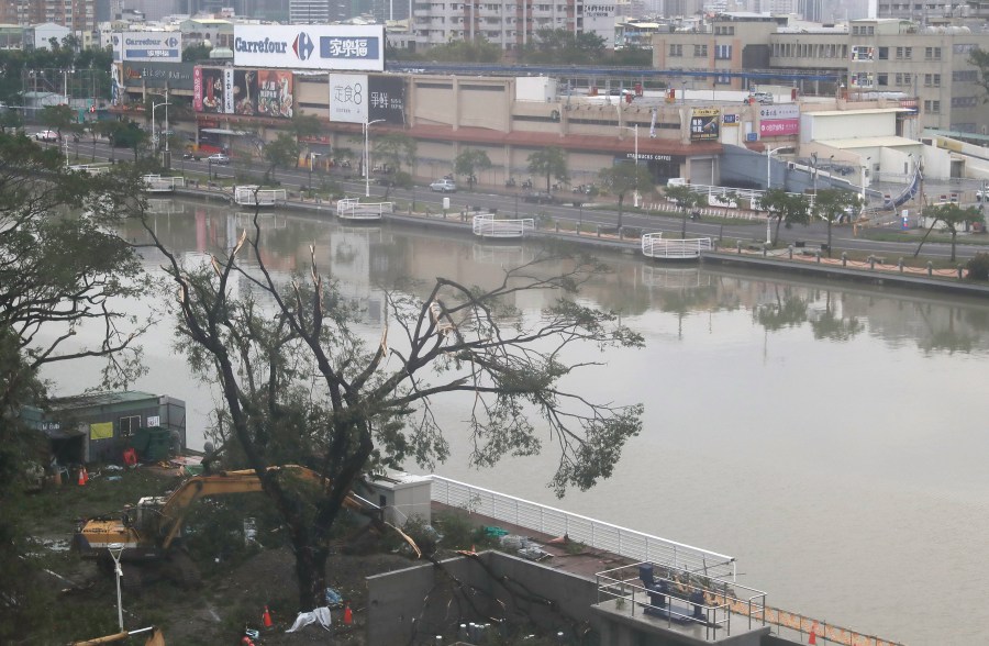 A view of Love River after Typhoon Krathon leaves Kaohsiung, southern Taiwan, Friday, Oct. 4, 2024. (AP Photo/Chiang Ying-ying)