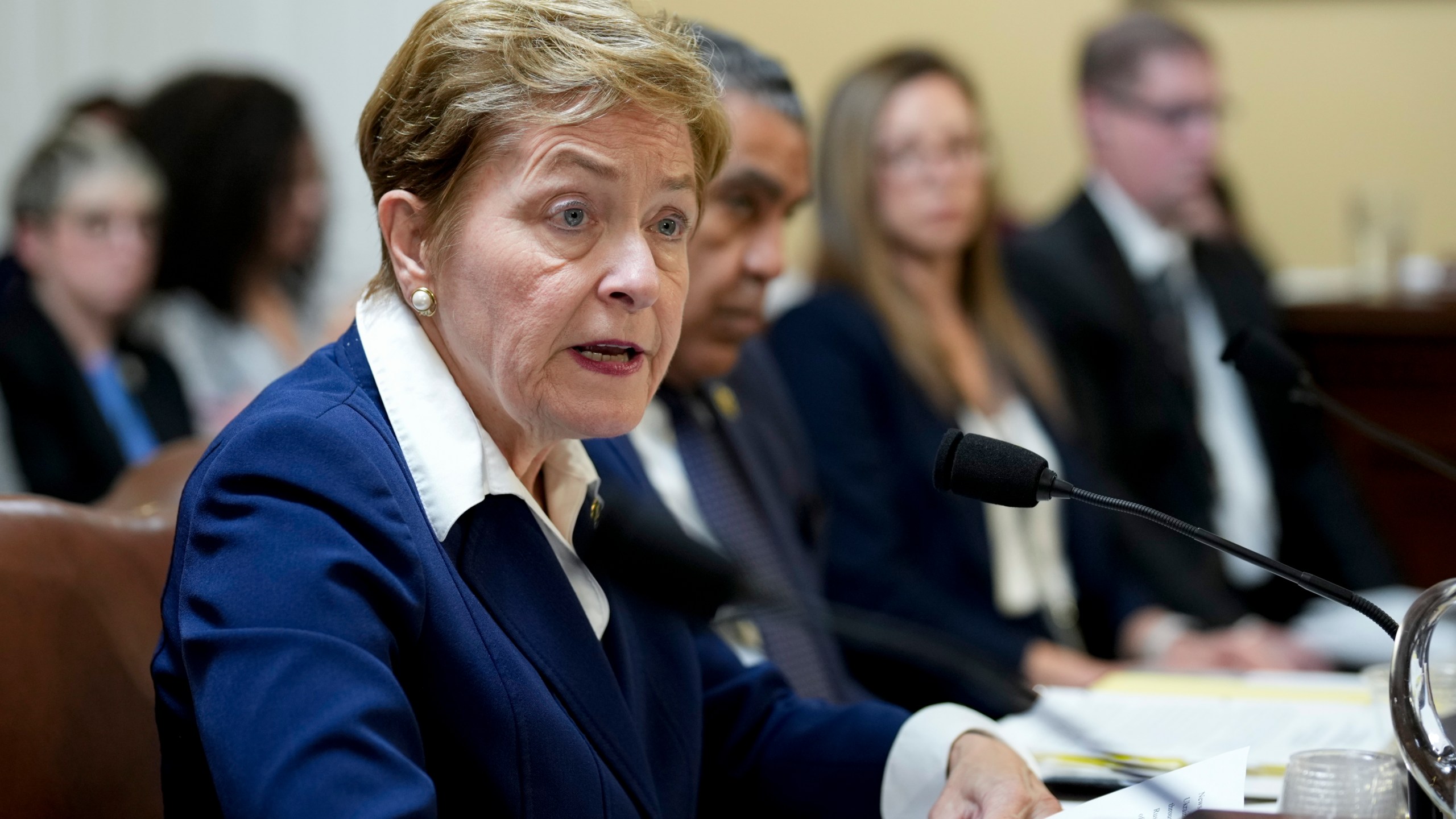 FILE - Rep. Marcy Kaptur, D-Ohio, speaks during a hearing at the Capitol in Washington, Oct. 2, 2023. (AP Photo/J. Scott Applewhite, File)