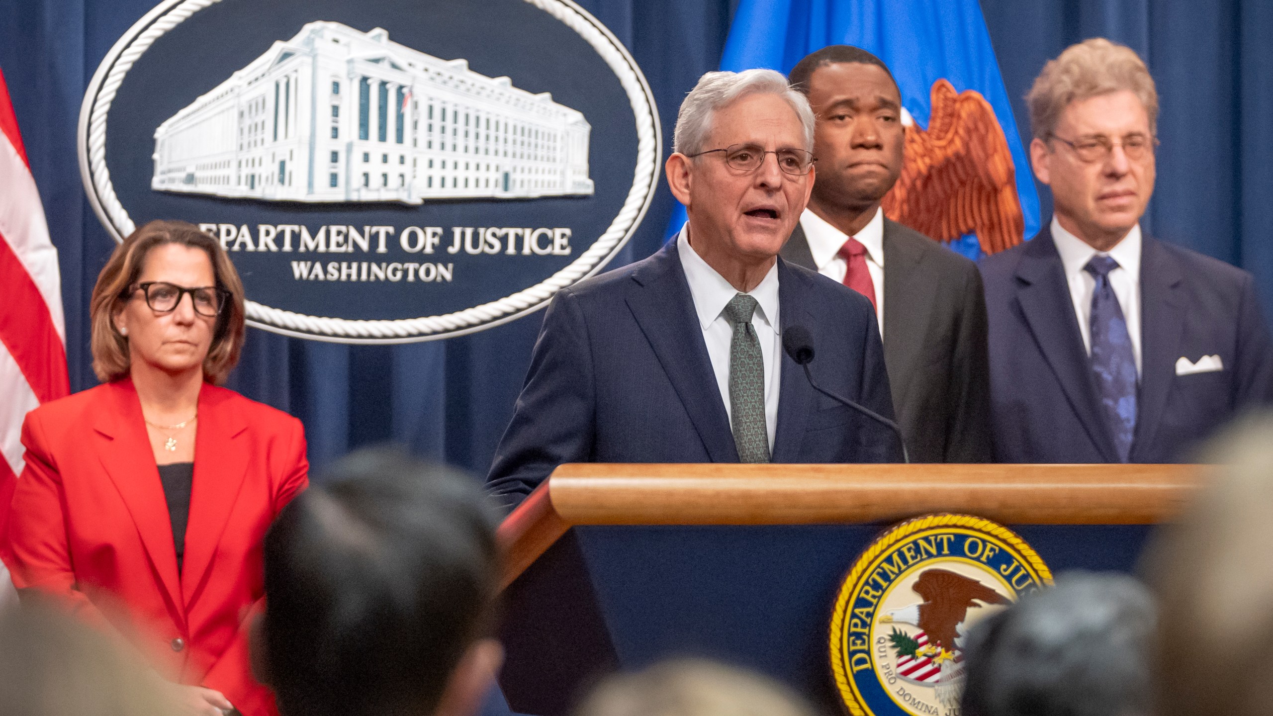 Attorney General Merrick Garland speaks during a news conference to announce that TD Bank will pay an approximately $3 billion settlement after authorities say the financial institution's lax practices allowed for significant money laundering, at the Department of Justice, Thursday, Oct. 10, 2024, in Washington. (AP Photo/Mark Schiefelbein)