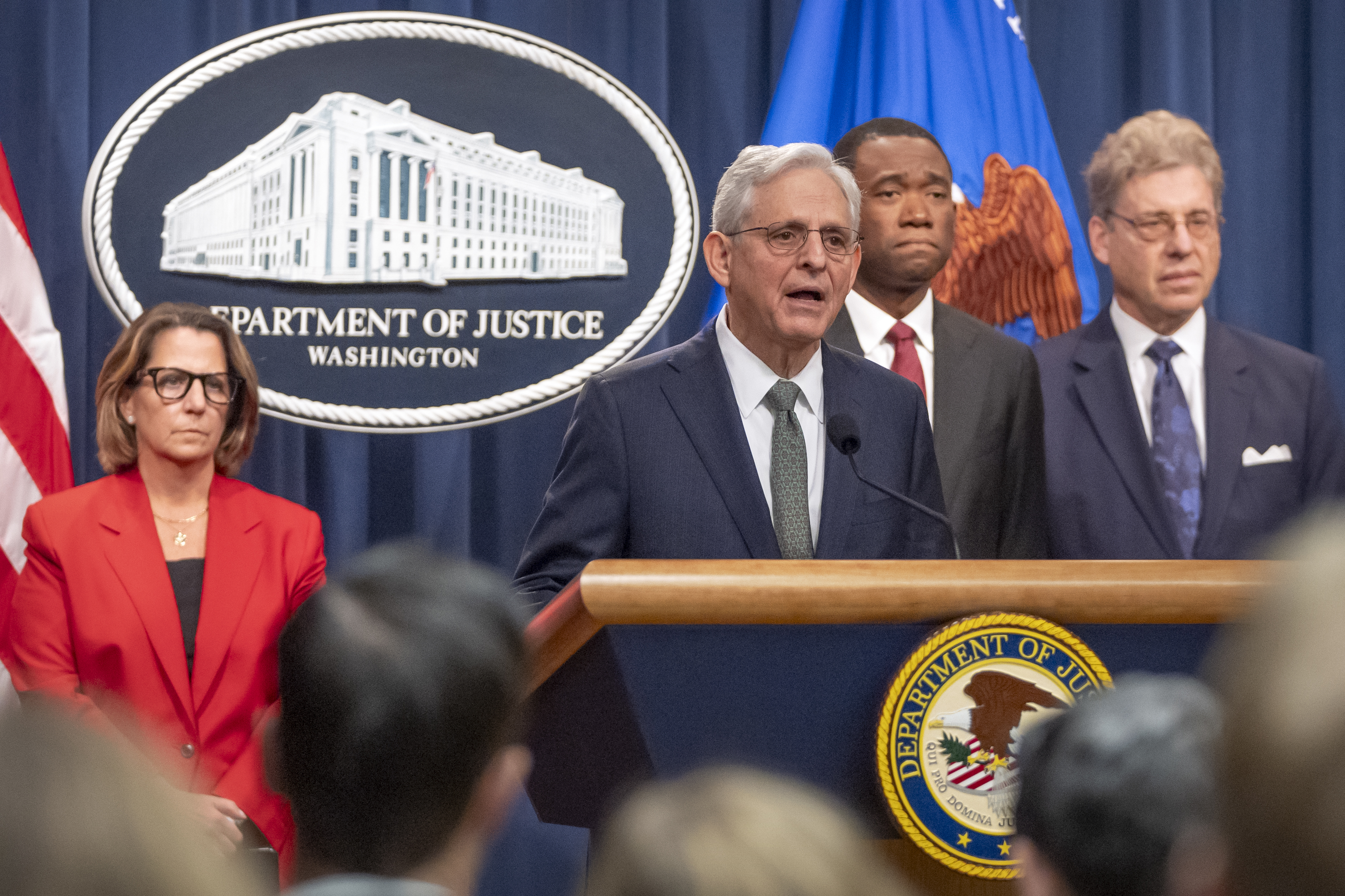 Attorney General Merrick Garland speaks during a news conference to announce that TD Bank will pay an approximately $3 billion settlement after authorities say the financial institution's lax practices allowed for significant money laundering, at the Department of Justice, Thursday, Oct. 10, 2024, in Washington. (AP Photo/Mark Schiefelbein)