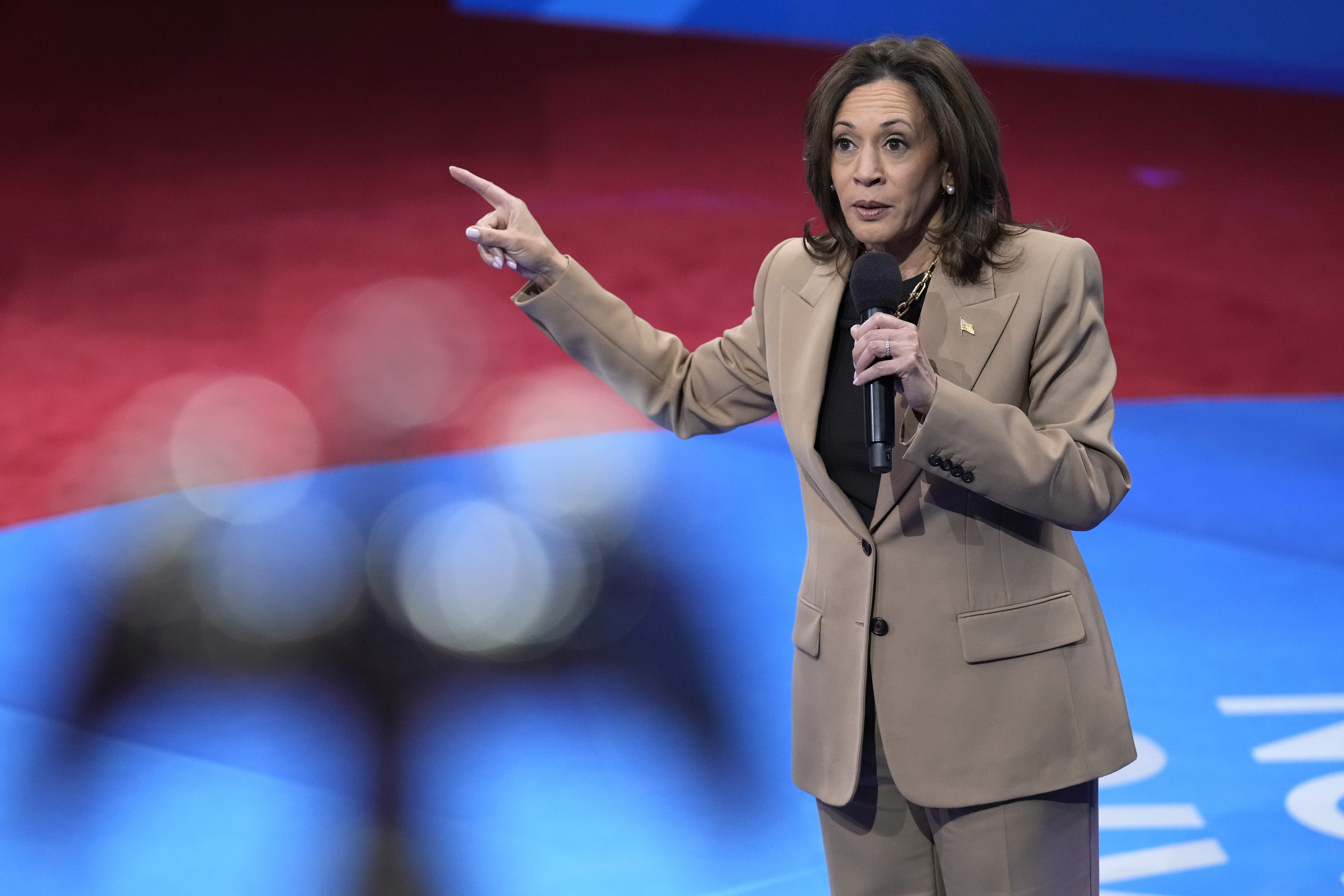 Democratic presidential nominee Vice President Kamala Harris speaks during a Town Hall event hosted by Univision, Thursday, Oct. 10, 2024, at the University of Nevada Las Vegas. (AP Photo/Jacquelyn Martin)