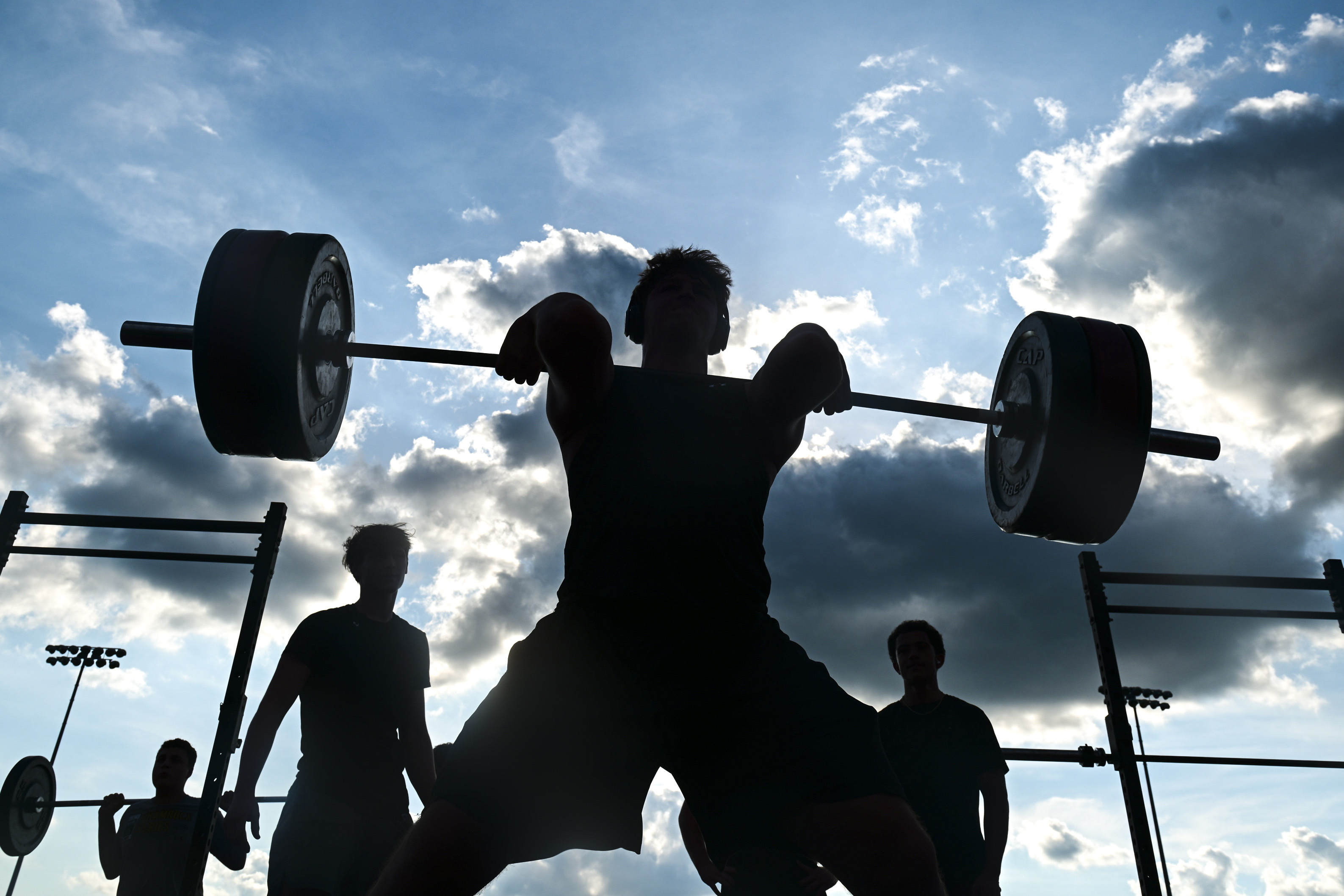 FILE - Brock Kehler lifts at University High in Morgantown, W.V., Aug, 1, 2024. (William Wotring/ The Dominion-Post via AP, File)