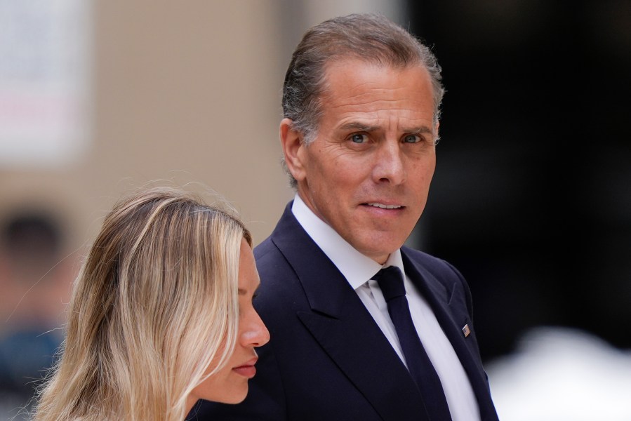 FILE - Hunter Biden, accompanied by his wife, Melissa Cohen Biden, arrives at federal court, June 11, 2024, in Wilmington, Del. (AP Photo/Matt Rourke, File)