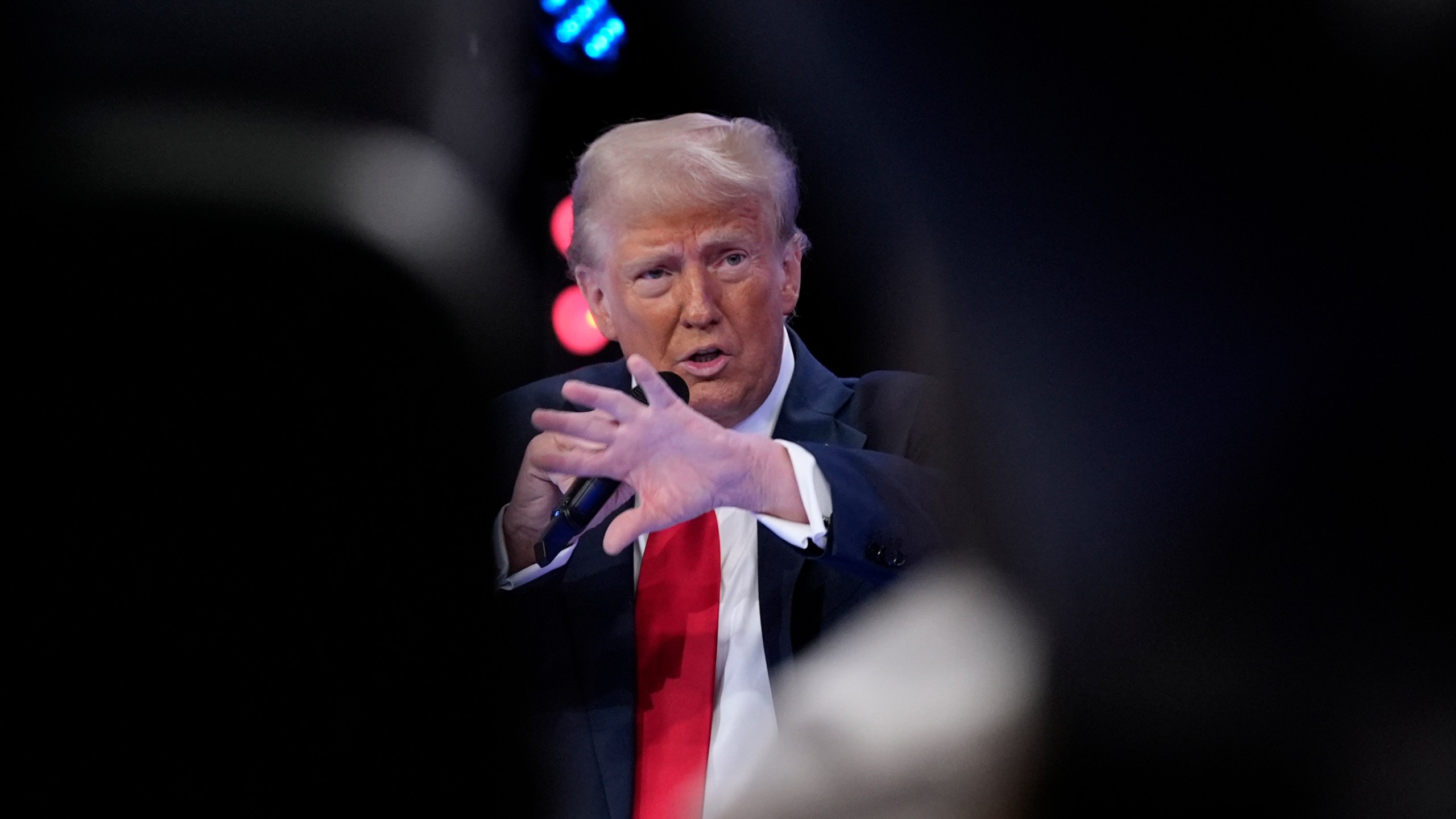 Republican presidential nominee former President Donald Trump speaks during a Univision town hall, Wednesday, Oct. 16, 2024, in Doral, Fla. (AP Photo/Alex Brandon)