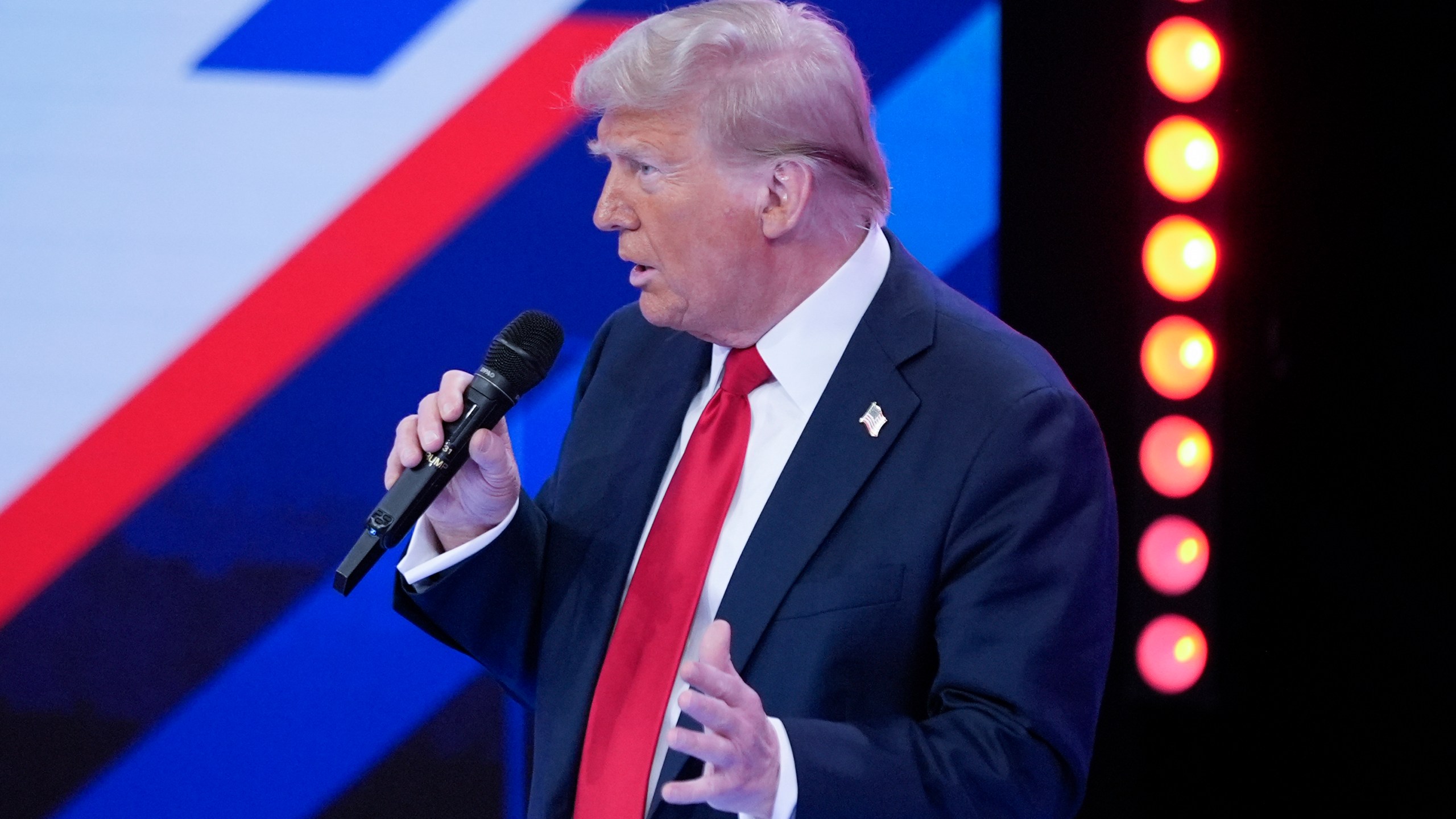 Republican presidential nominee former President Donald Trump speaks during a Univision town hall, Wednesday, Oct. 16, 2024, in Doral, Fla. (AP Photo/Alex Brandon)