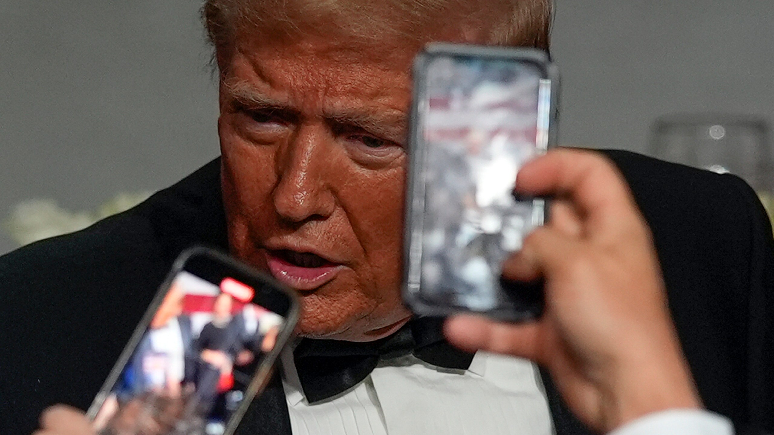 Republican presidential nominee former President Donald Trump speaks at the 79th annual Alfred E. Smith Memorial Foundation Dinner, Thursday, Oct. 17, 2024, in New York. (AP Photo/Julia Demaree Nikhinson)