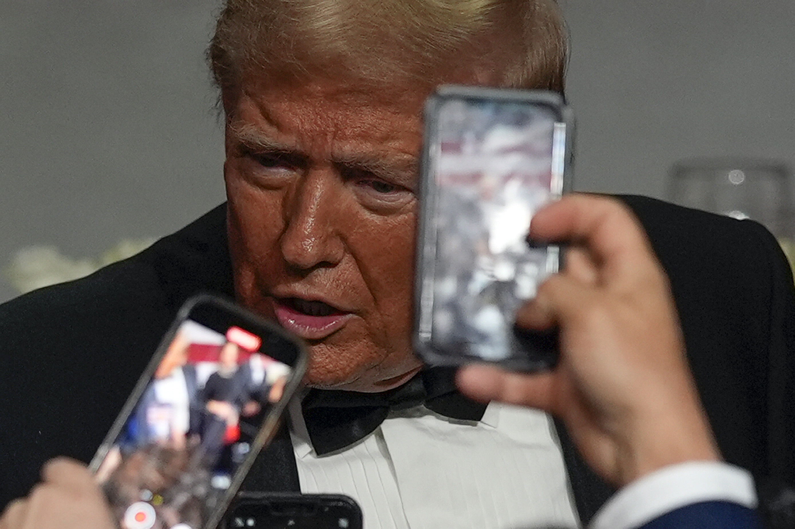 Republican presidential nominee former President Donald Trump speaks at the 79th annual Alfred E. Smith Memorial Foundation Dinner, Thursday, Oct. 17, 2024, in New York. (AP Photo/Julia Demaree Nikhinson)