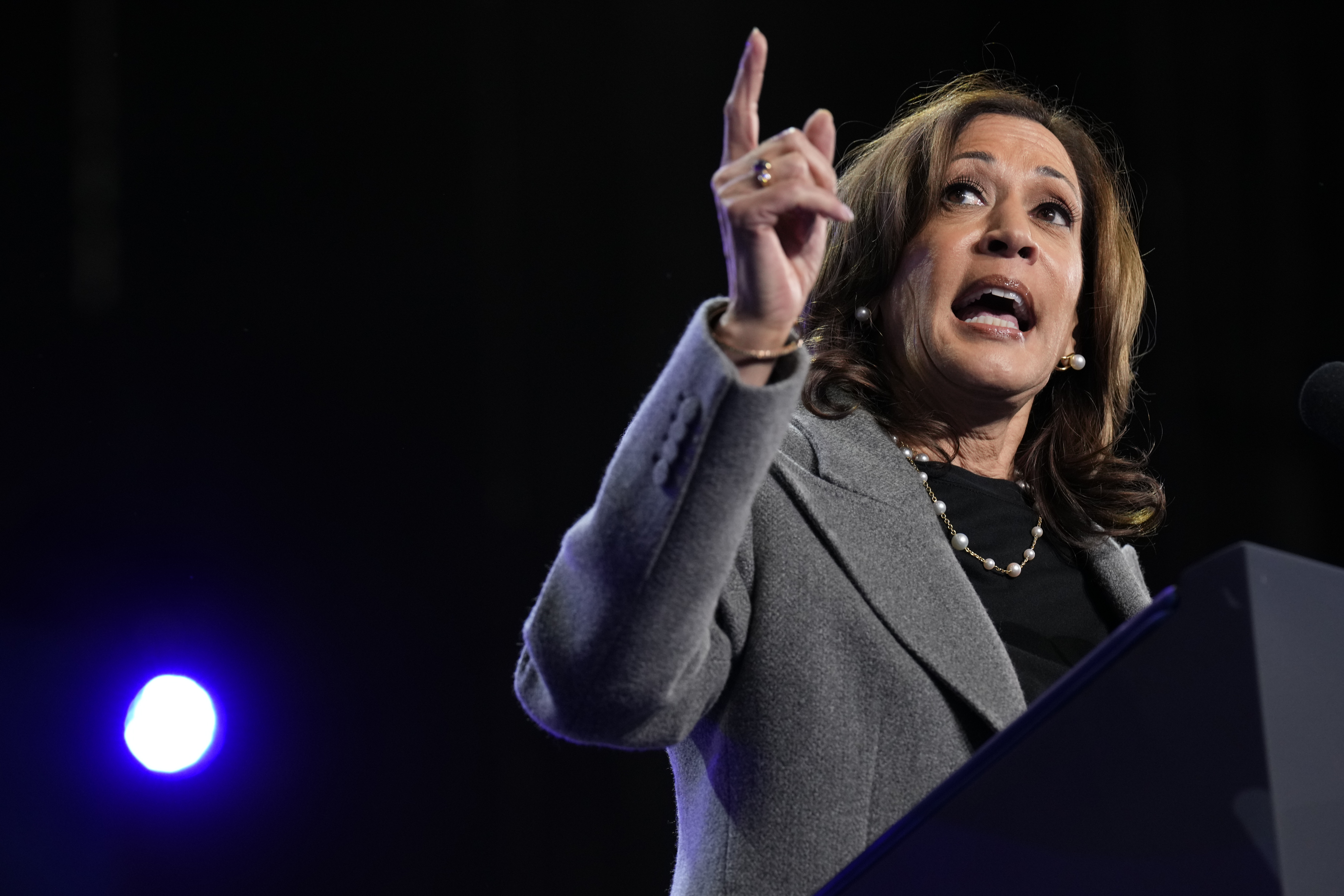 Democratic presidential nominee Vice President Kamala Harris speaks during a campaign event at Lakewood Amphitheatre, Saturday, Oct. 19, 2024, in Atlanta. (AP Photo/Jacquelyn Martin)