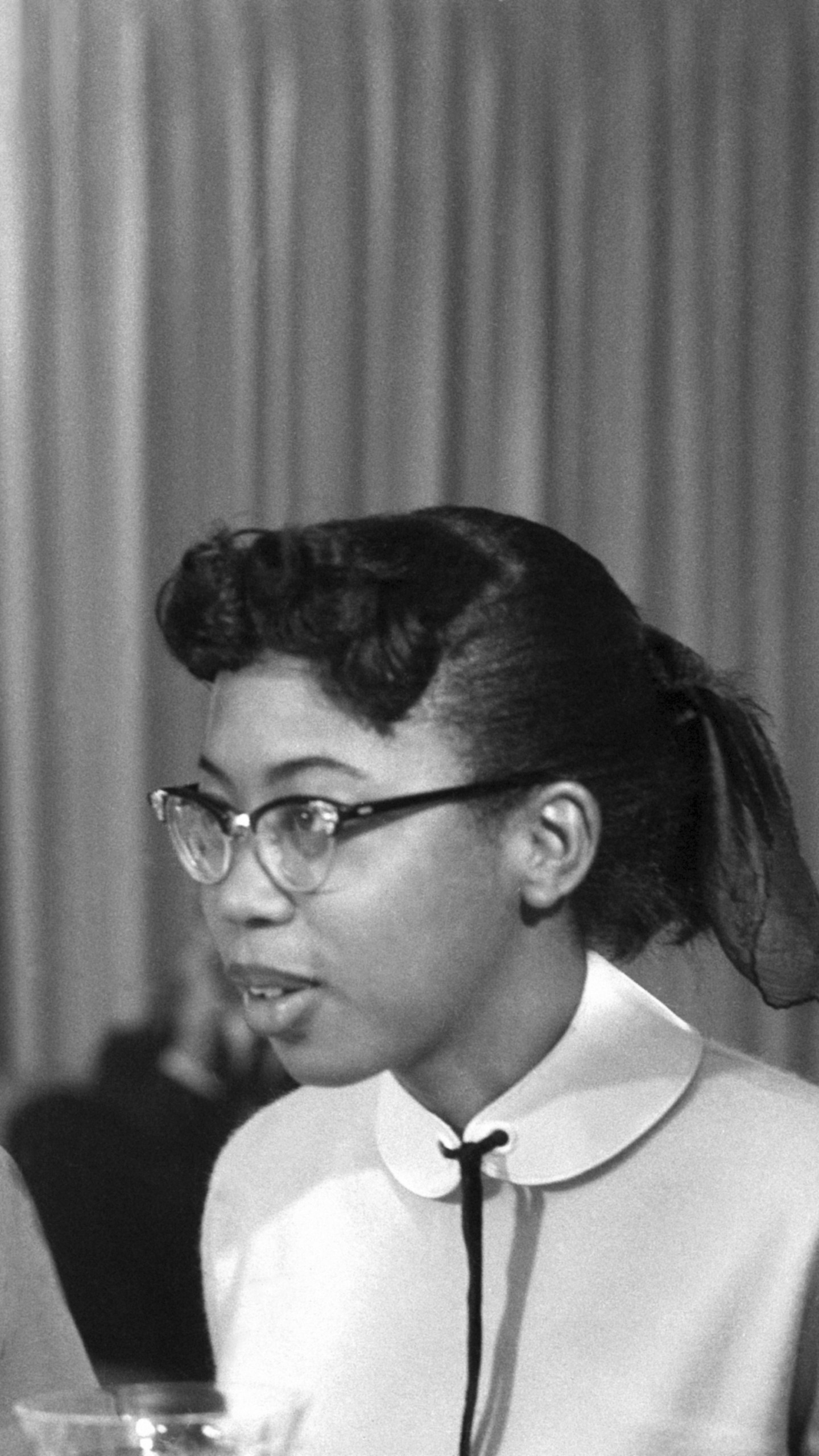 FILE - Thelma Mothershed, one of the Little Rock Nine who in 1957 integrated Little Rock Central High School in Little Rock, Ark., is shown on Dec. 6, 1957. (AP Photo, File)