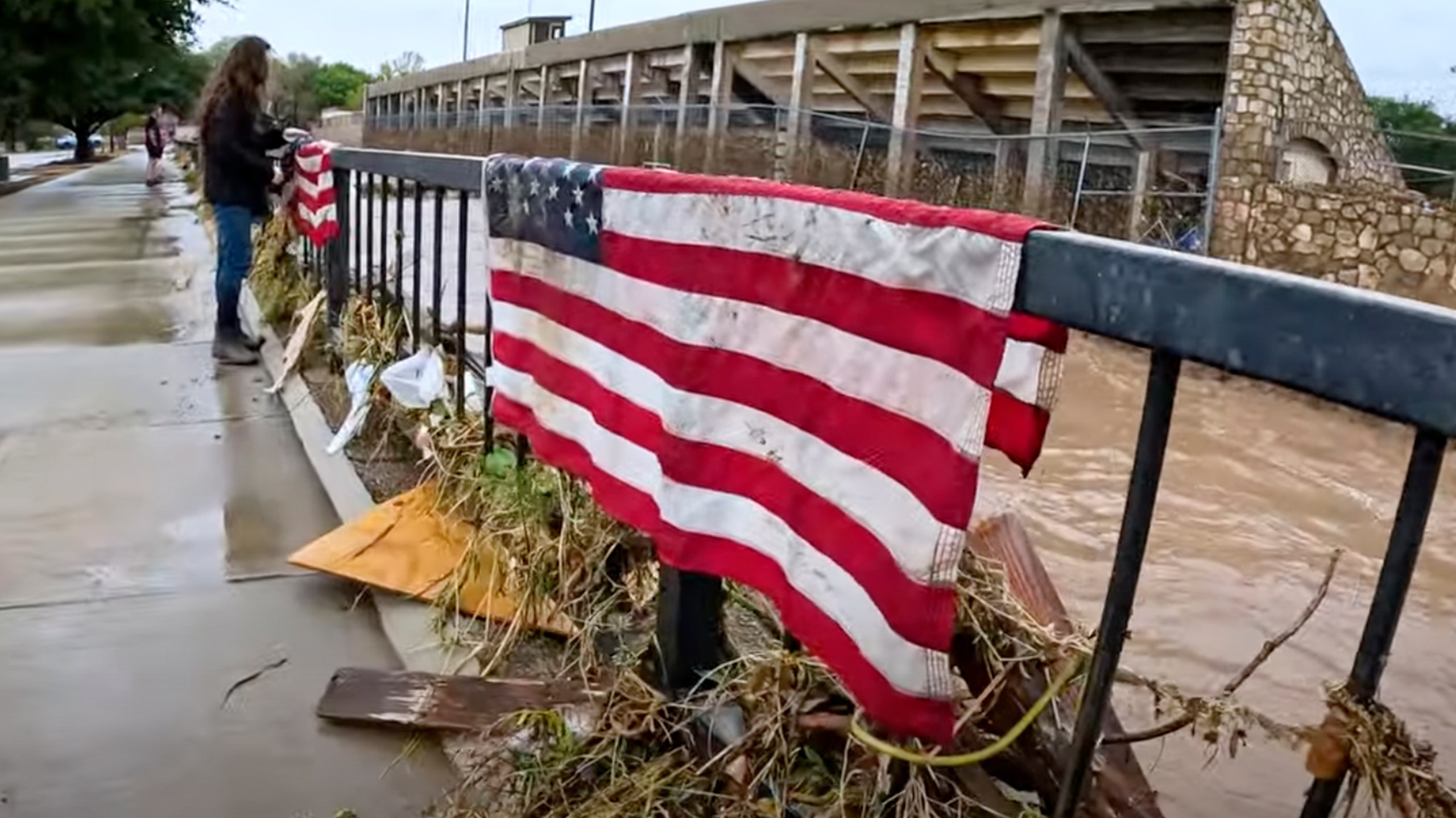 In this image taken from video, debris and damage and are seen from severe flooding in Roswell, N.M., Sunday, Oct. 20, 2024. (Juliana Halvorson via AP)