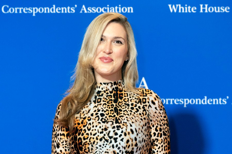 FILE - New York magazine's Washington correspondent Olivia Nuzzi poses for photographers as she arrives at the annual White House Correspondents' Association Dinner in Washington, April 29, 2023. (AP Photo/Jose Luis Magana, File)