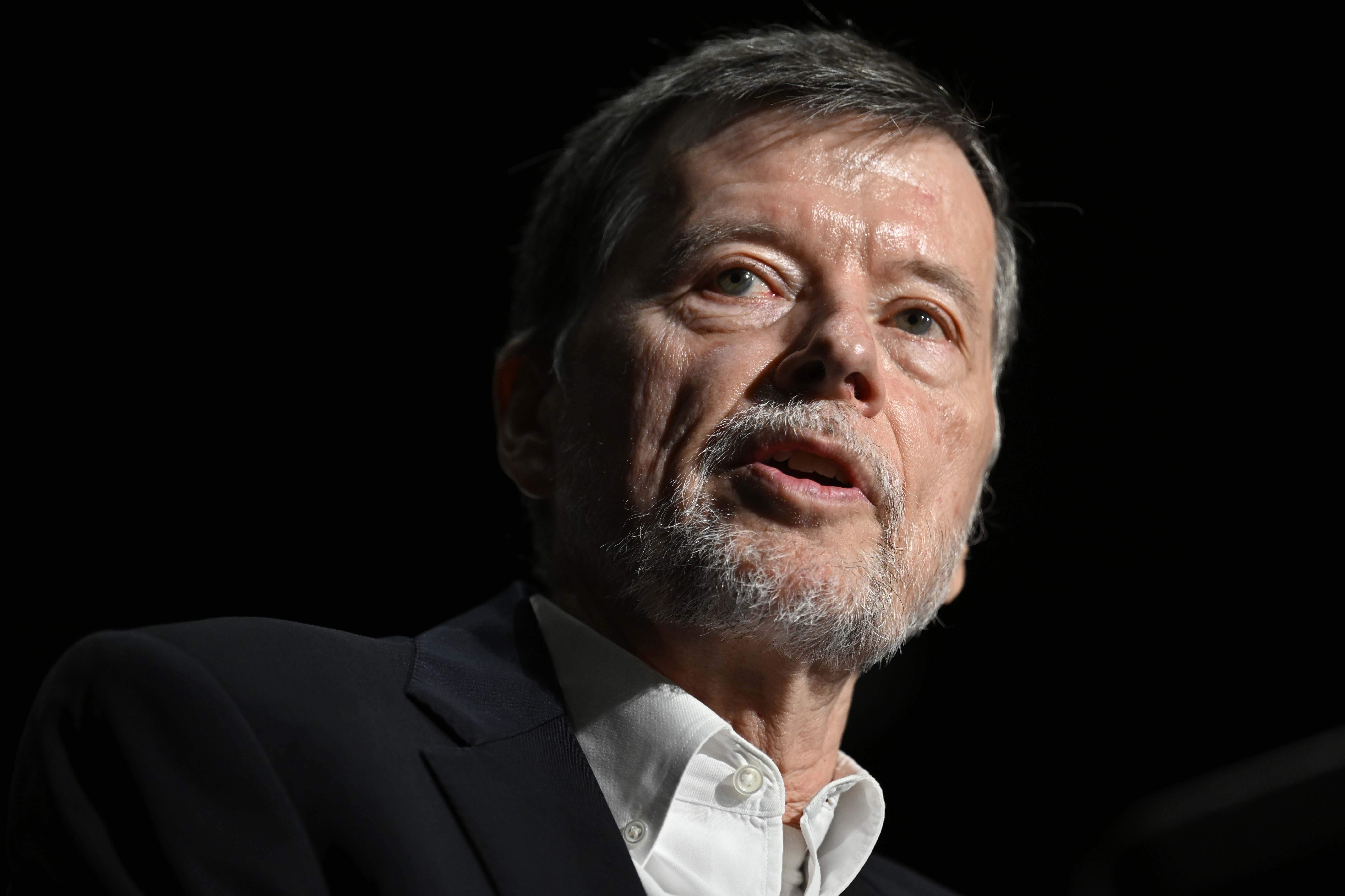 FILE - Historical documentarian Ken Burns addresses and conducts a question and answer session, June 11, 2024 in College Park. (AP Photo/John McDonnell, File)