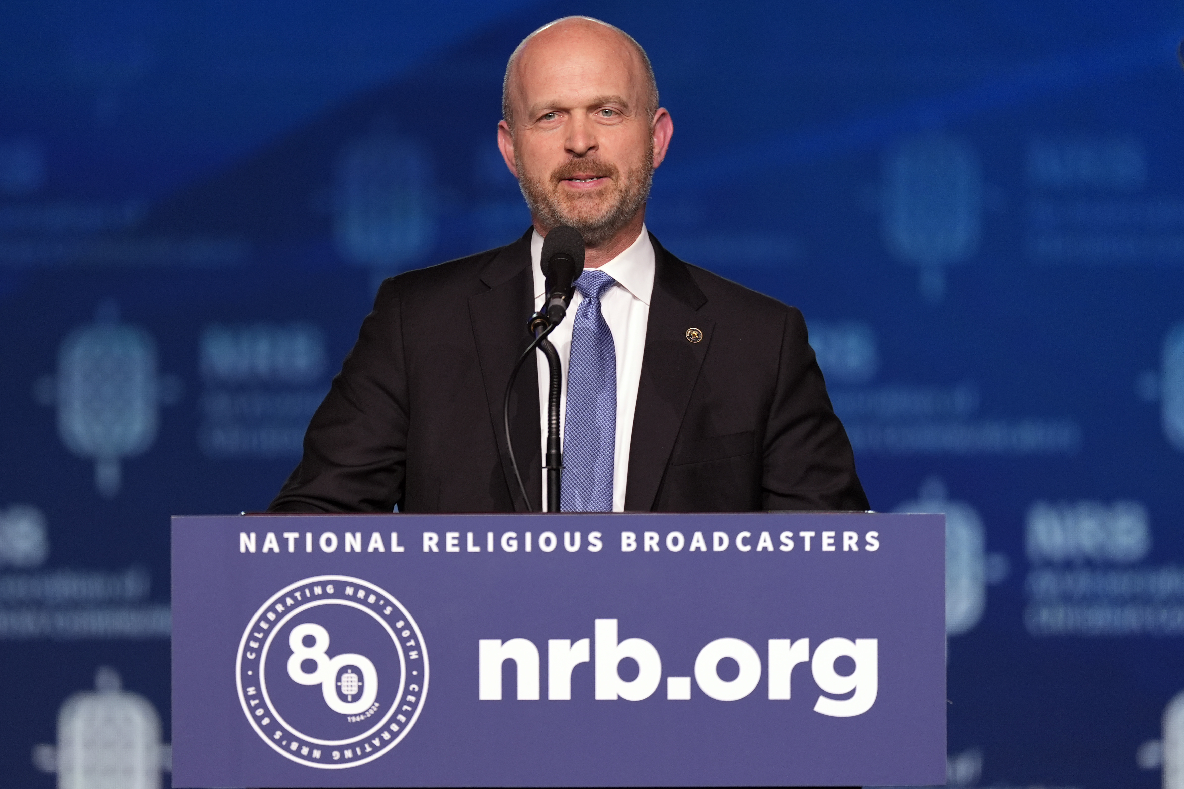 FILE - Kevin Roberts, president of The Heritage Foundation, speaks at the National Religious Broadcasters convention at the Gaylord Opryland Resort and Convention Center Feb. 22, 2024, in Nashville, Tenn. (AP Photo/George Walker IV, File)