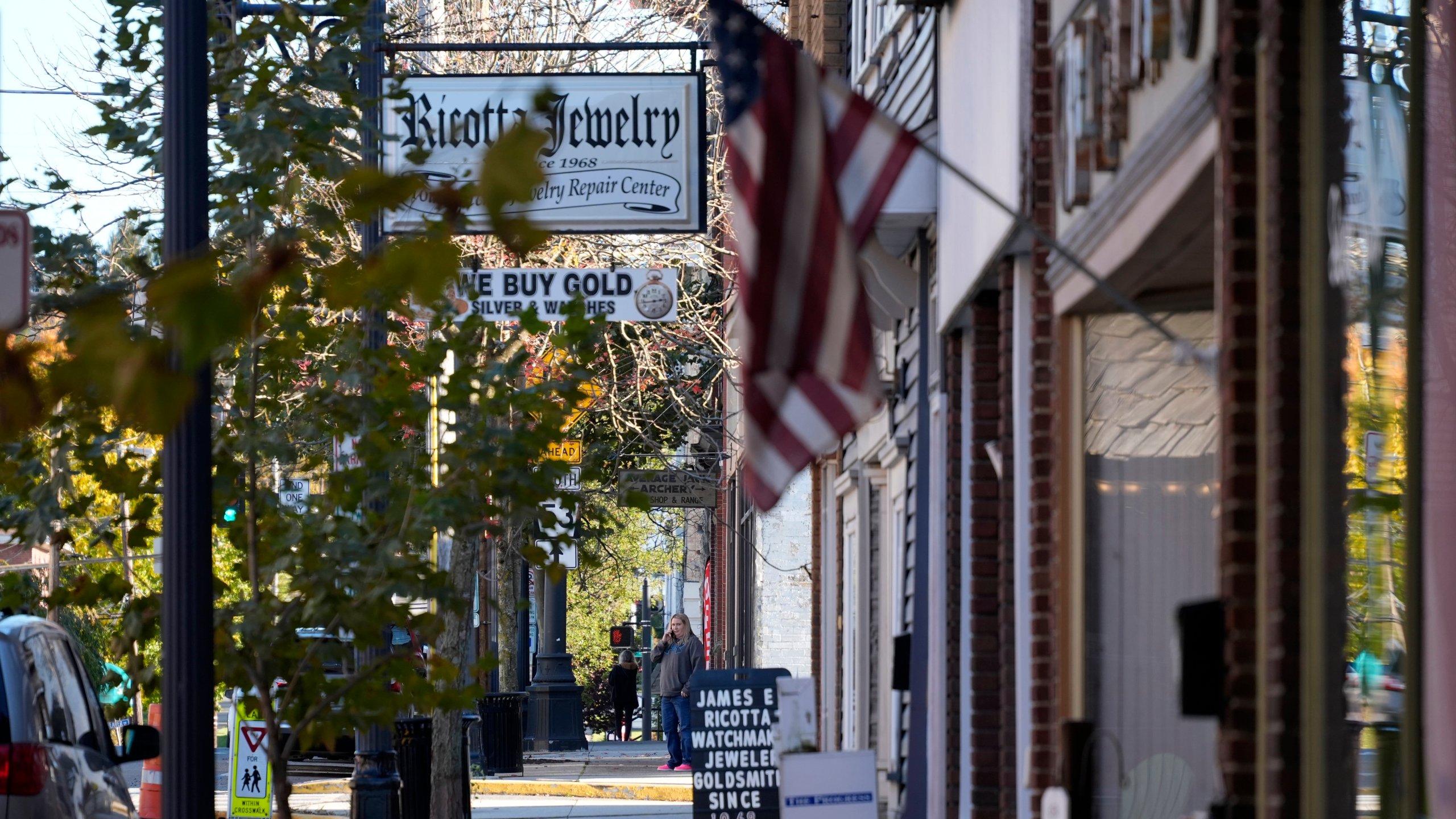 Downtown Philipsburg, Pa., is pictured, Thursday, Oct. 17, 2024. (AP Photo/Gene J. Puskar)