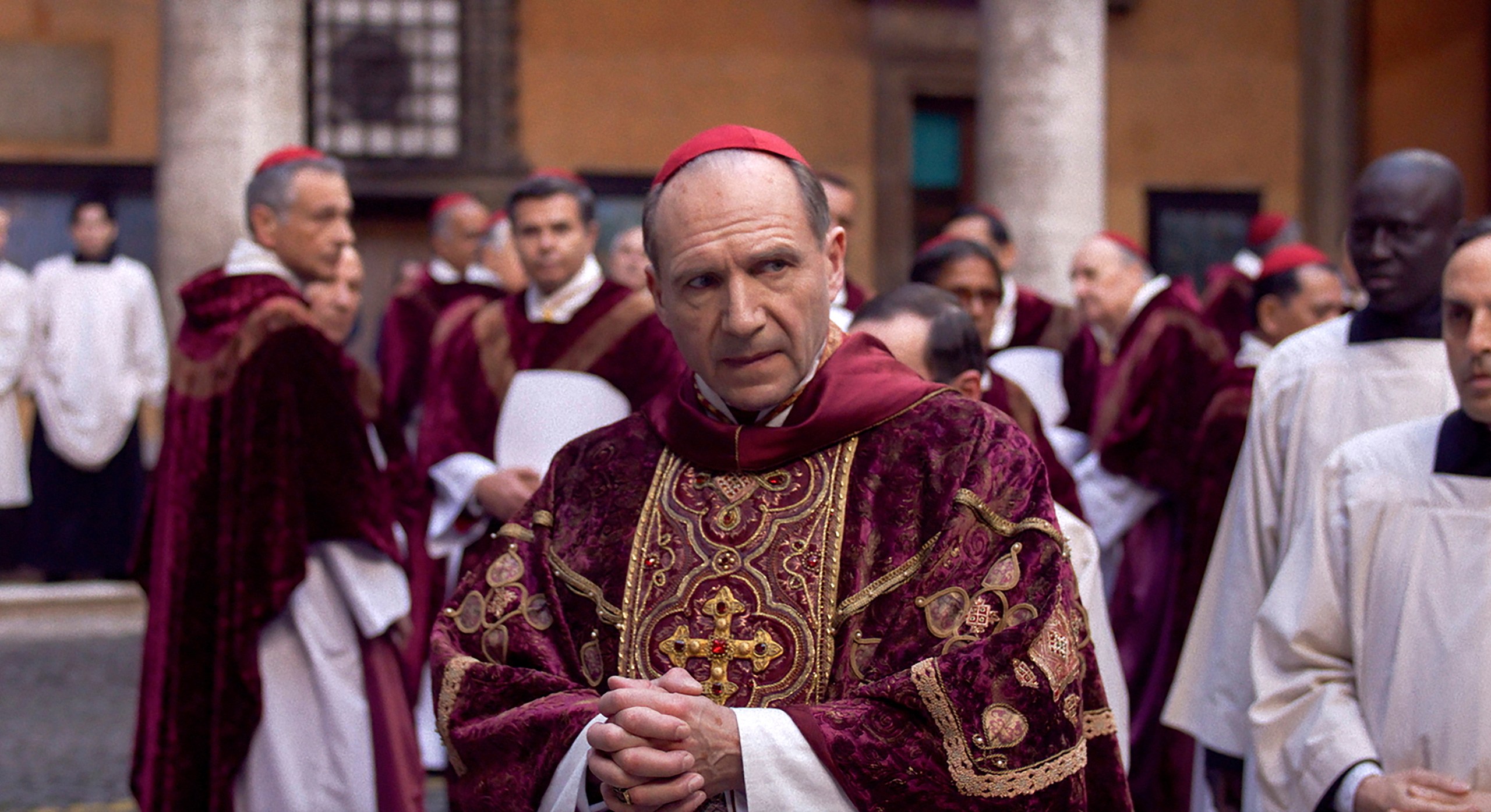 This image released by Focus Features shows Ralph Fiennes in a scene from "Conclave." (Focus Features via AP)