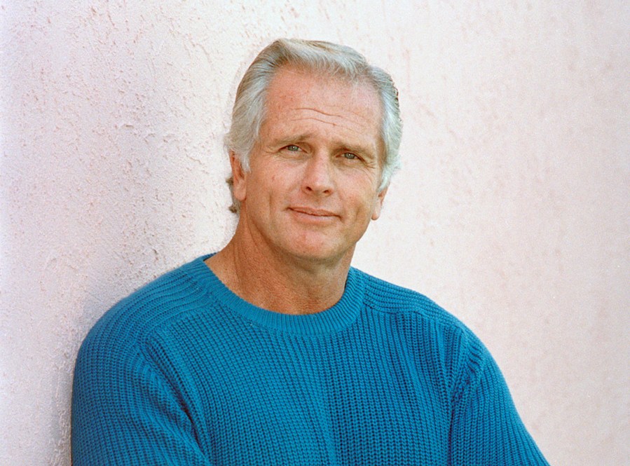 FILE - Former "Tarzan" actor Ron Ely during an interview in Los Angeles on Dec. 28, 1987. (AP Photo/Reed Saxon, File)