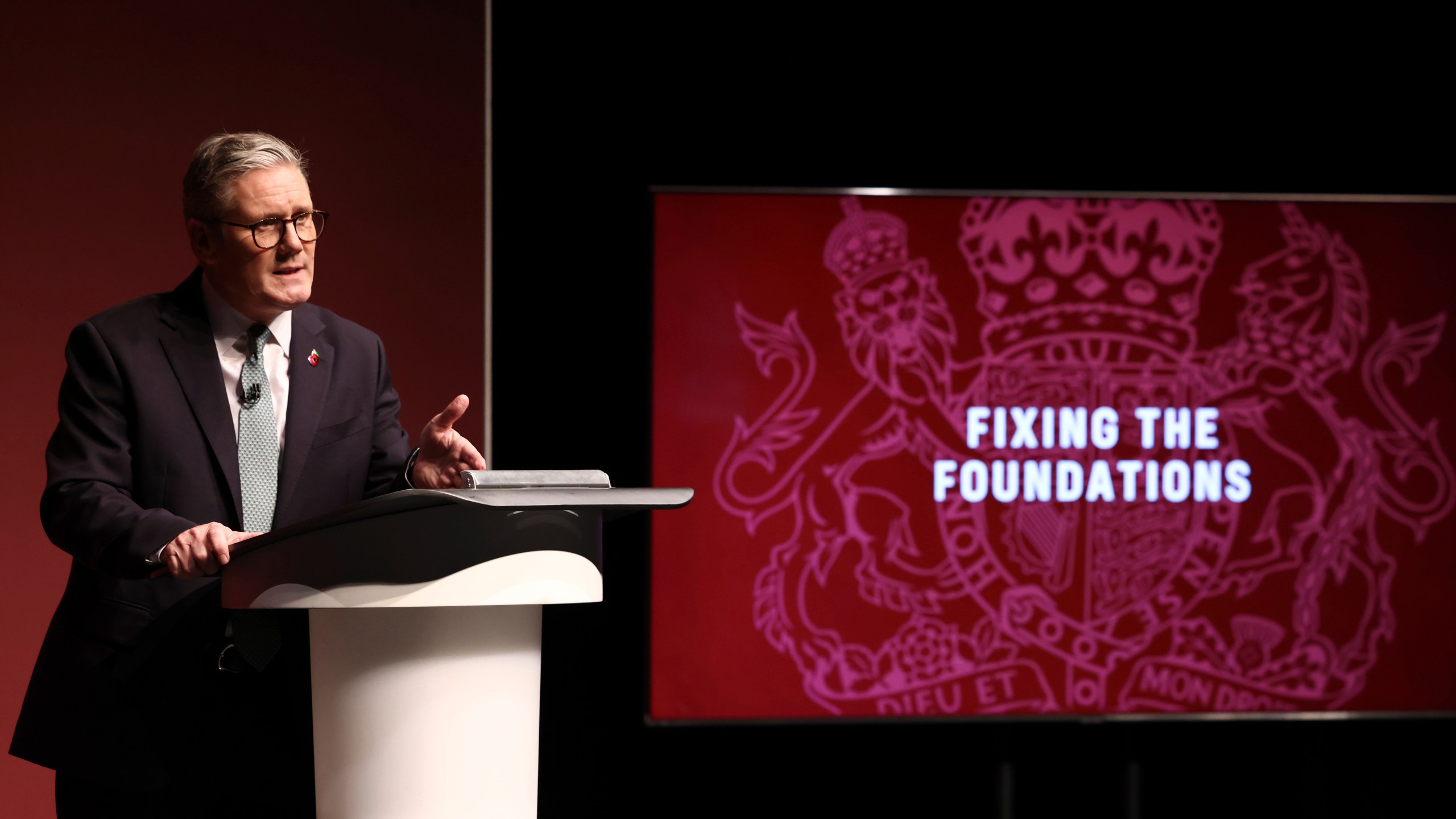 Britain's Prime Minister Prime Keir Starmer speaking at an event in the West Midlands, England, Monday, Oct. 28, 2024. (AP Photo/Darren Staples)