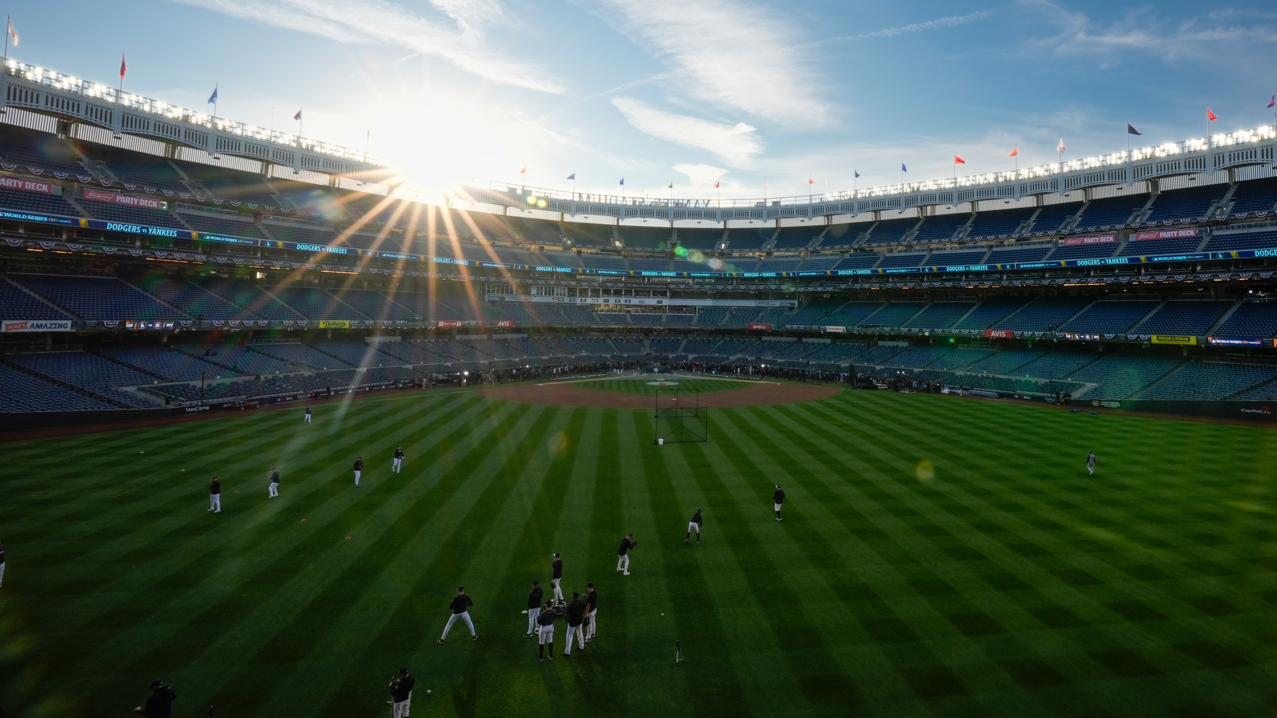 FILE - The New York Yankees warms up during batting practice before Game 3 of the baseball World Series Los Angeles Dodgers, Oct. 28, 2024, in New York. (AP Photo/Frank Franklin II, File)