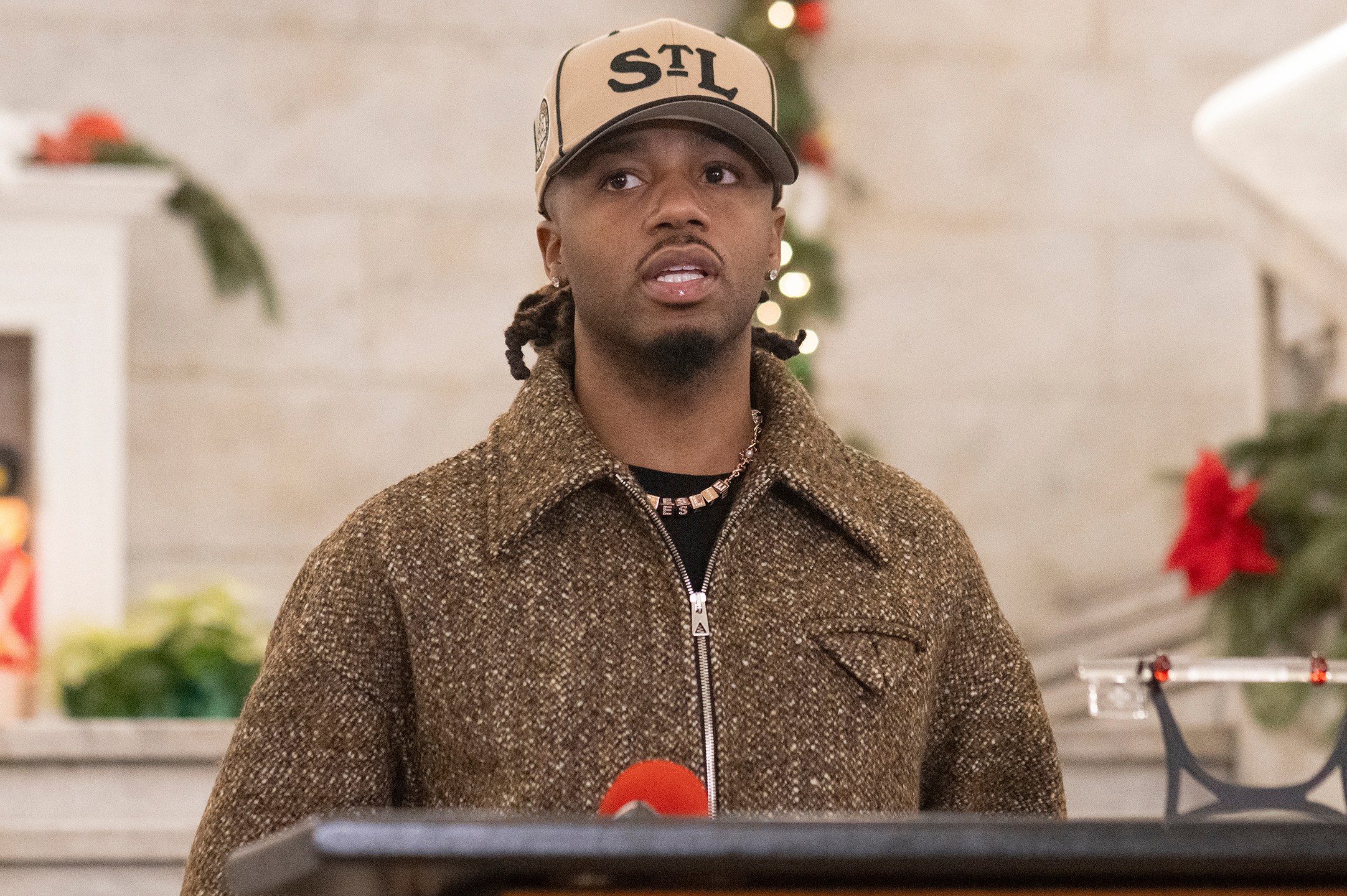 FILE - Metro Boomin receives the key to the city of St. Louis, Dec. 14, 2023, in St. Louis. (AP Photo/Michael Thomas, File)