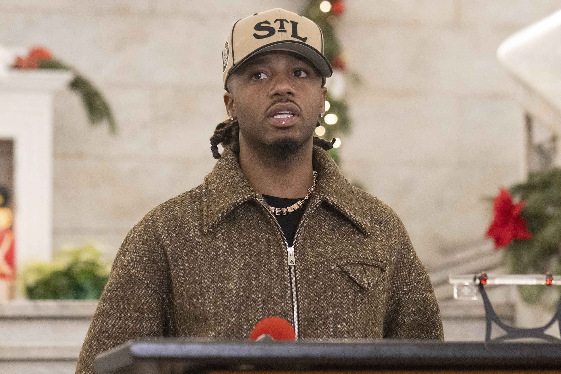 FILE - Metro Boomin receives the key to the city of St. Louis, Dec. 14, 2023, in St. Louis. (AP Photo/Michael Thomas, File)