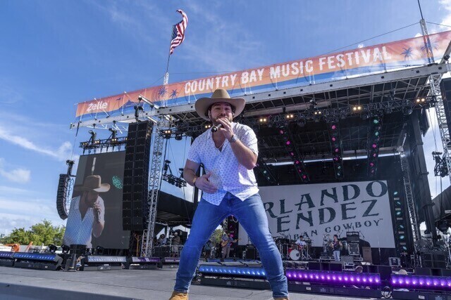 "Cuban Cowboy" Orlando Mendez performs at the Country Bay Music Festival in Miami on Nov. 12, 2023. (Maxx McInerney/DubEra/Loud And Live via AP)