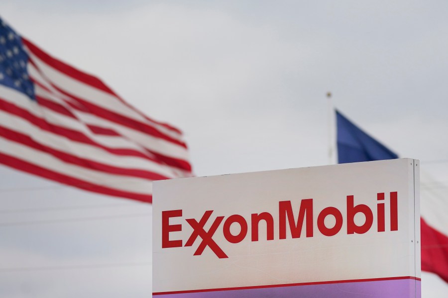 FILE - An ExxonMobil fuel storage and distribution facility is shown in Irving, Texas, on Jan. 25, 2023. (AP Photo/LM Otero, File)